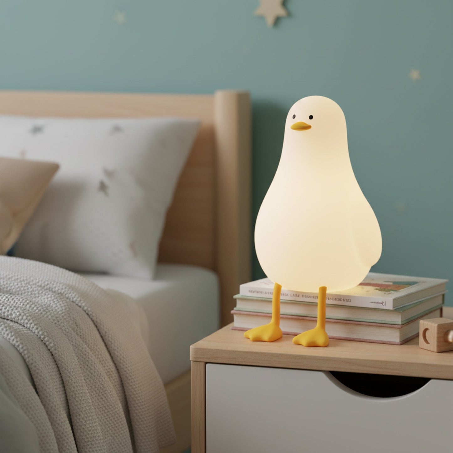 Veilleuse Canard LED Rechargeable en Silicone - Lampe de Chevet Cartoon pour Chambre d'Enfant