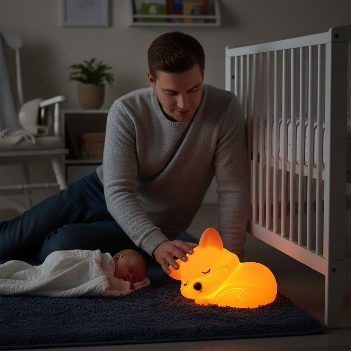 Veilleuse Renard "Le Petit Renard Dormeur" - Douce Lumière Réglable pour Bébé