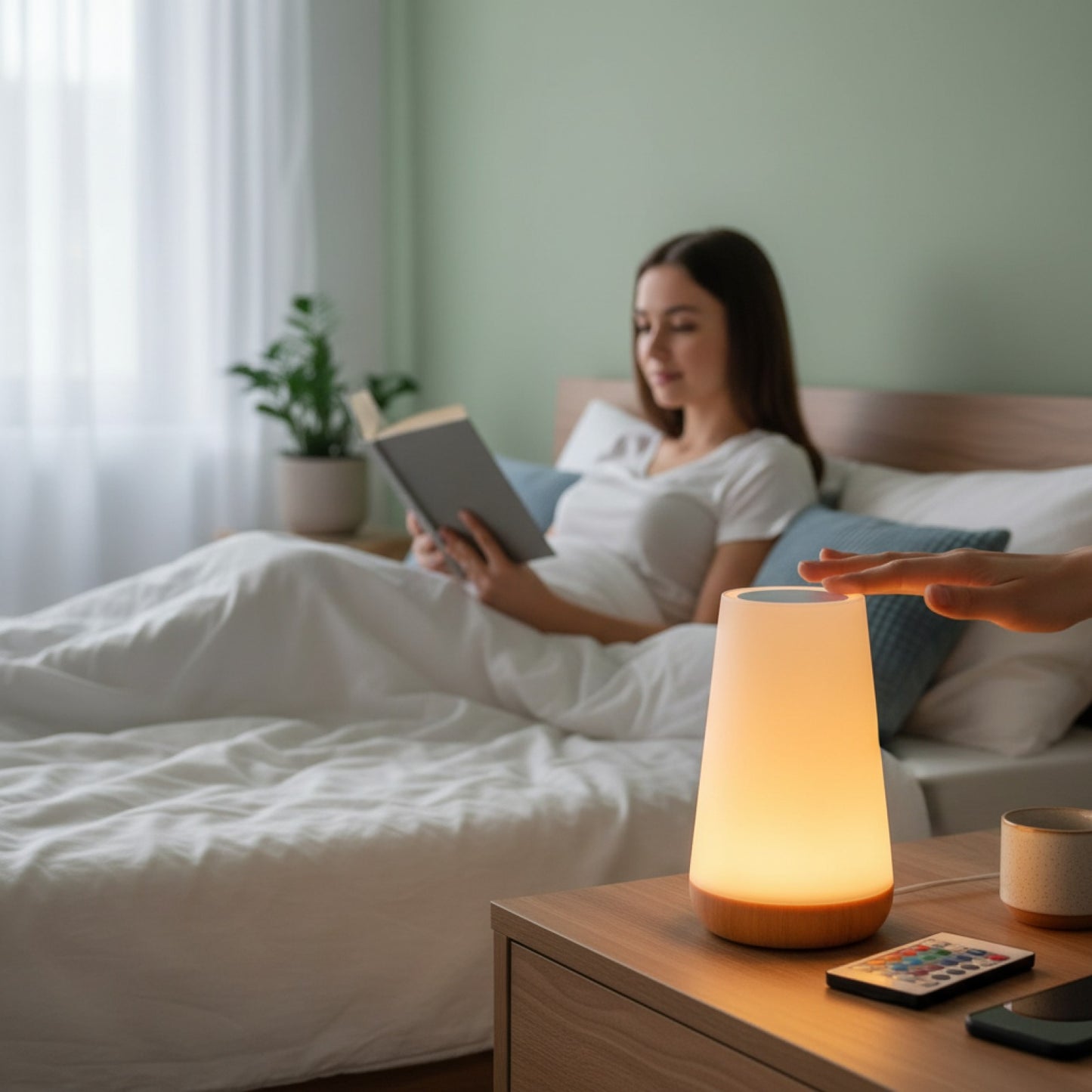 Veilleuse LED Tactile Rechargeable USB, Lampe de Chevet Portable avec 13 Couleurs RVB