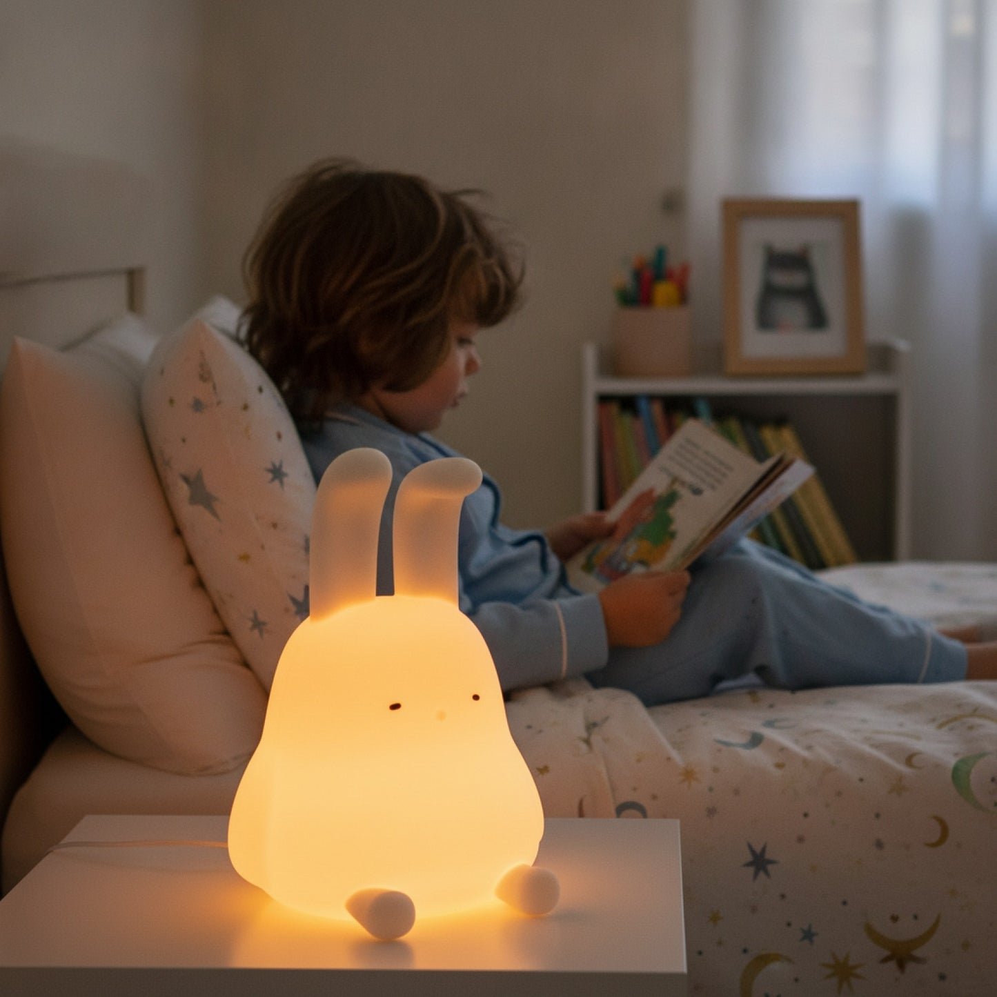Veilleuse Lapin Mignon en Silicone pour Chambre d'Enfant - Cadeau Anniversaire Garçon & Fille