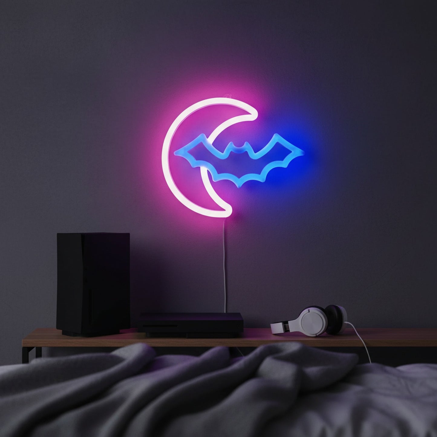 Veilleuse LED Néon Gamepad Fire Moon Star - Décoration Murale Lumineuse
