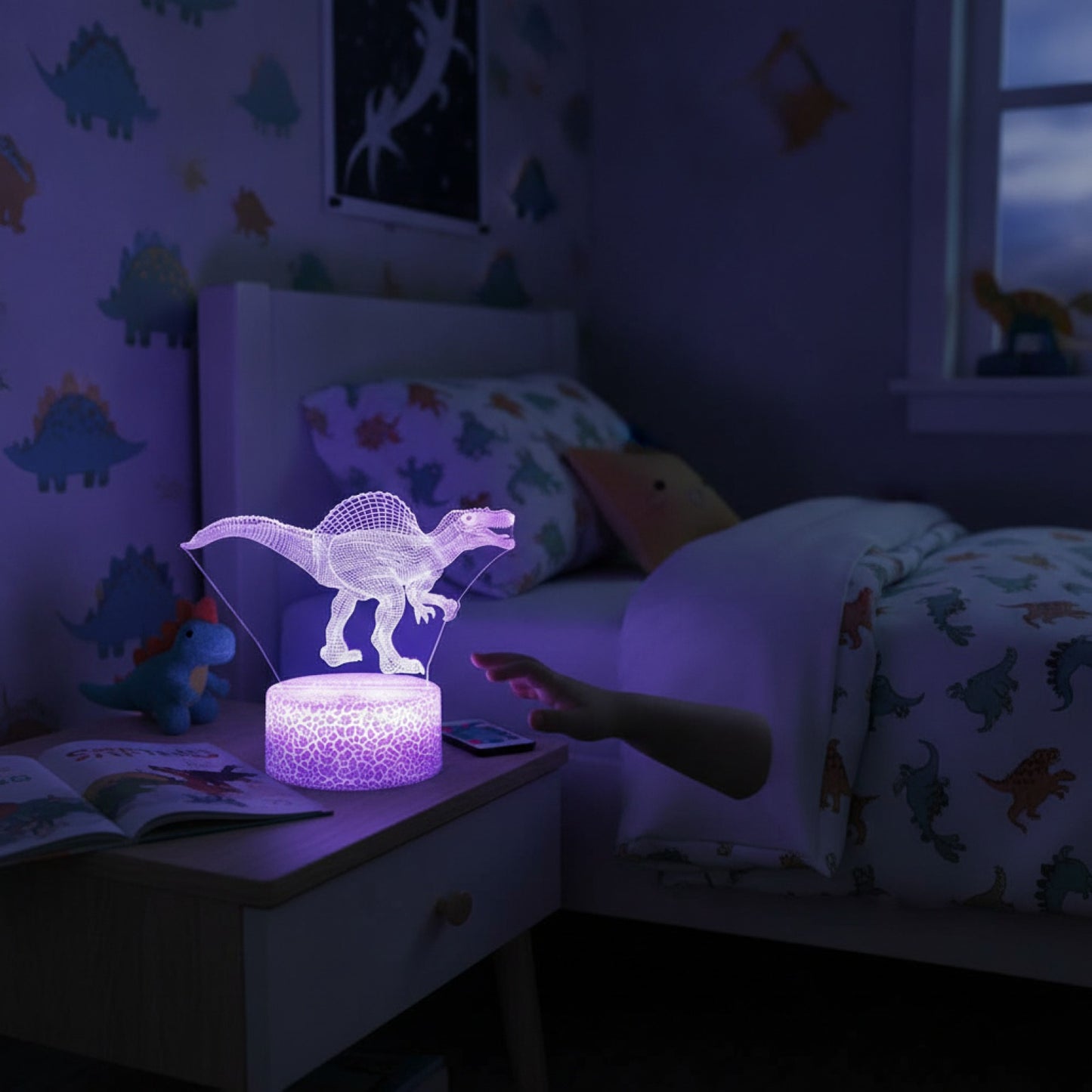 Veilleuse LED 3D Dinosaure Spinosaurus pour Chambre d'Enfant - Cadeau Anniversaire