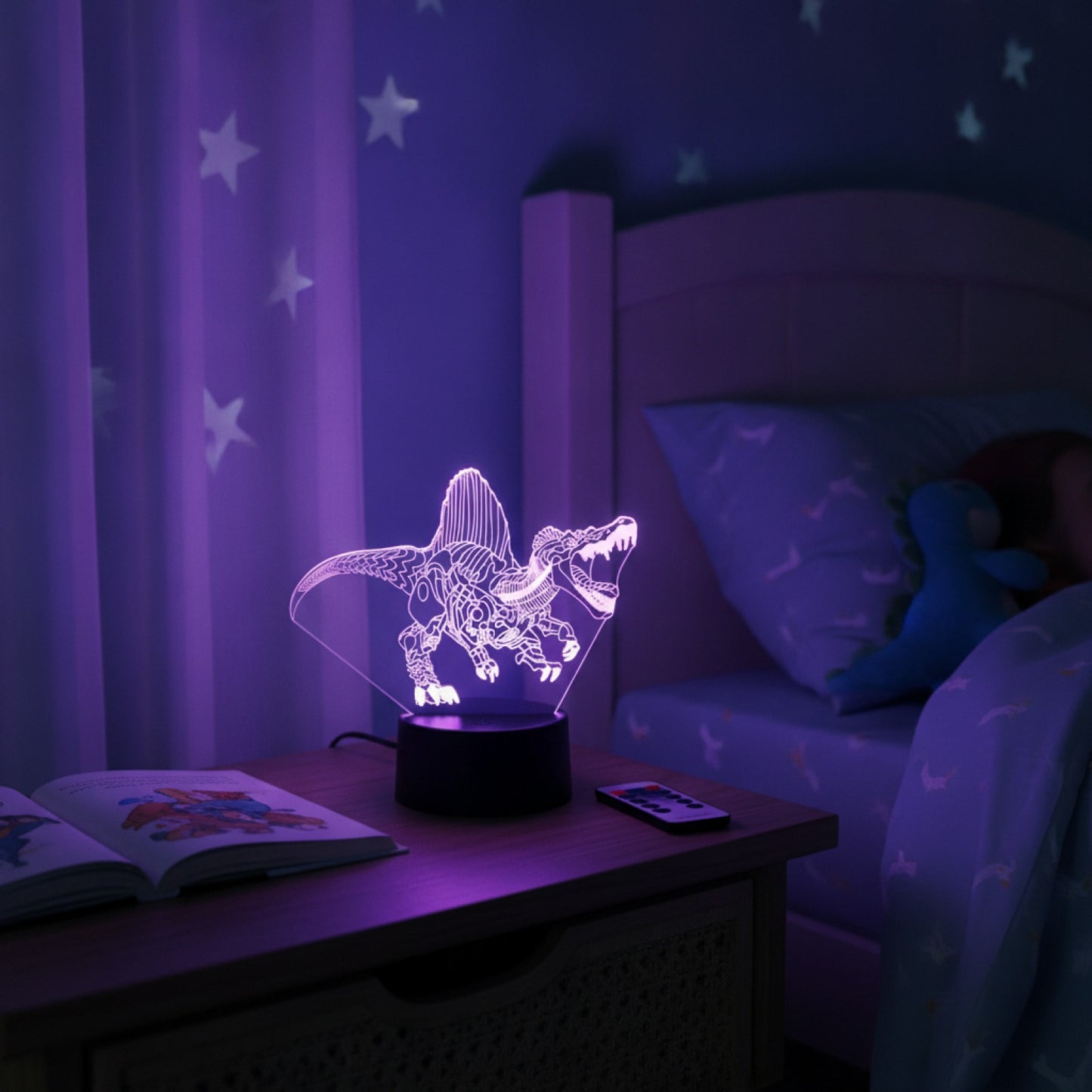 Veilleuse LED 3D Dinosaure Spinosaurus pour chambre enfant - Cadeau d'anniversaire
