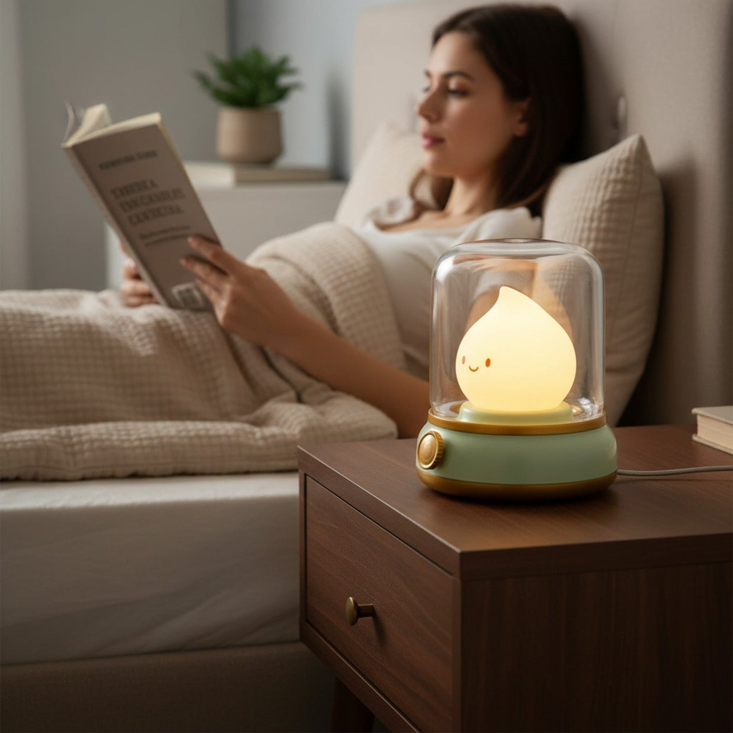 Veilleuse LED Bureau Rechargeable USB Portable Design Cartoon - Décoration Café, Hôtel, Chambre