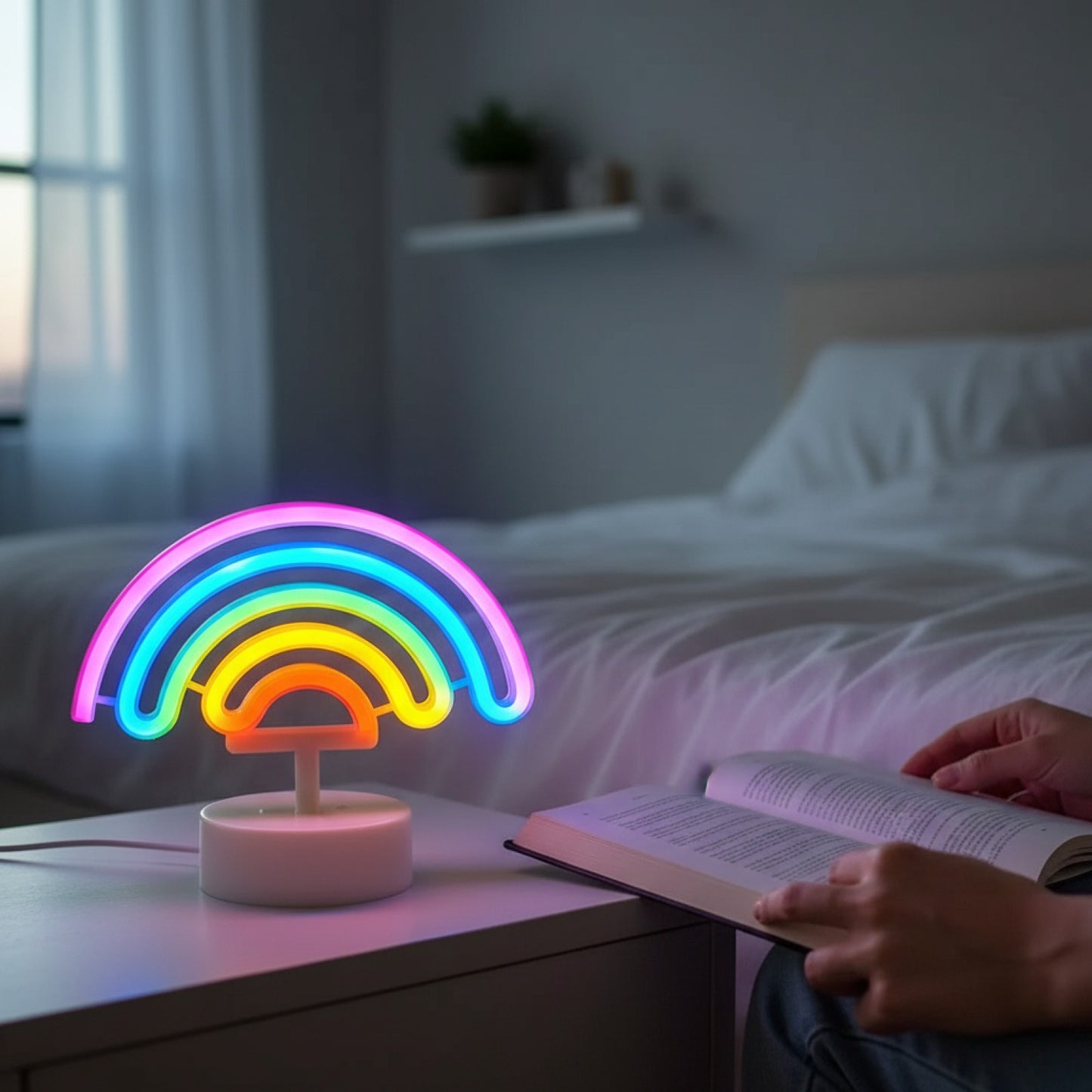 Veilleuse Néon Arc-en-ciel à LED - Décoration Lumineuse USB/Batterie pour Fête, Anniversaire, Mariage