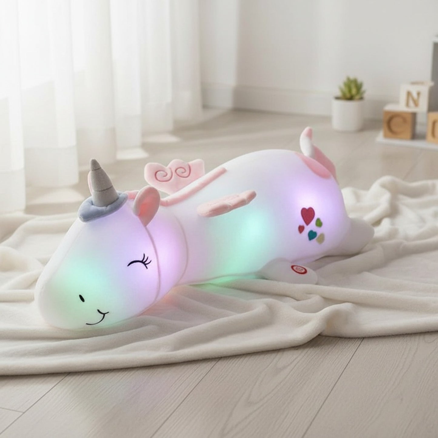 Veilleuse Peluche Licorne Lumineuse LED 120cm - Cadeau Enfant Doux et Magique