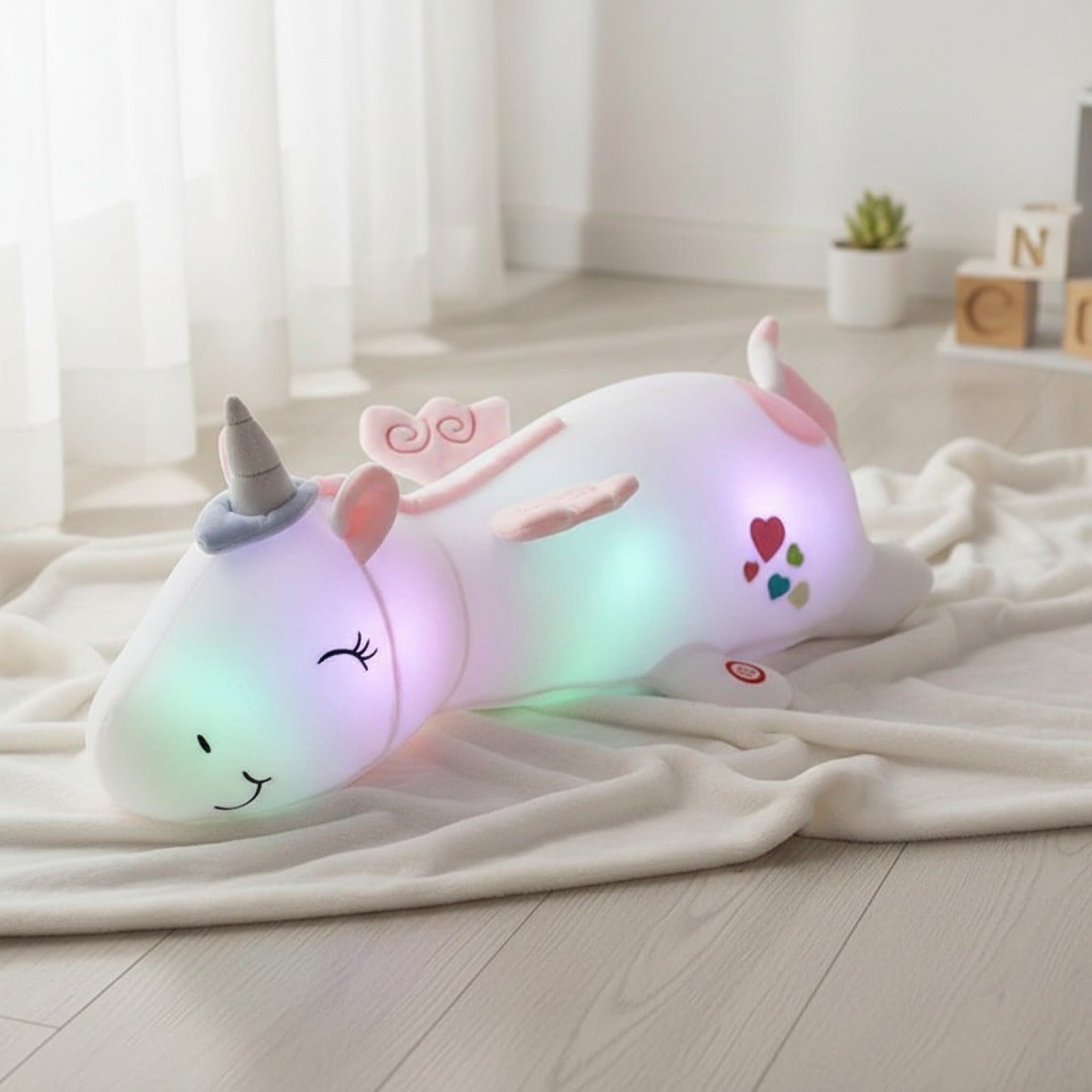 Veilleuse Peluche Licorne Lumineuse LED 120cm - Cadeau Enfant Doux et Magique