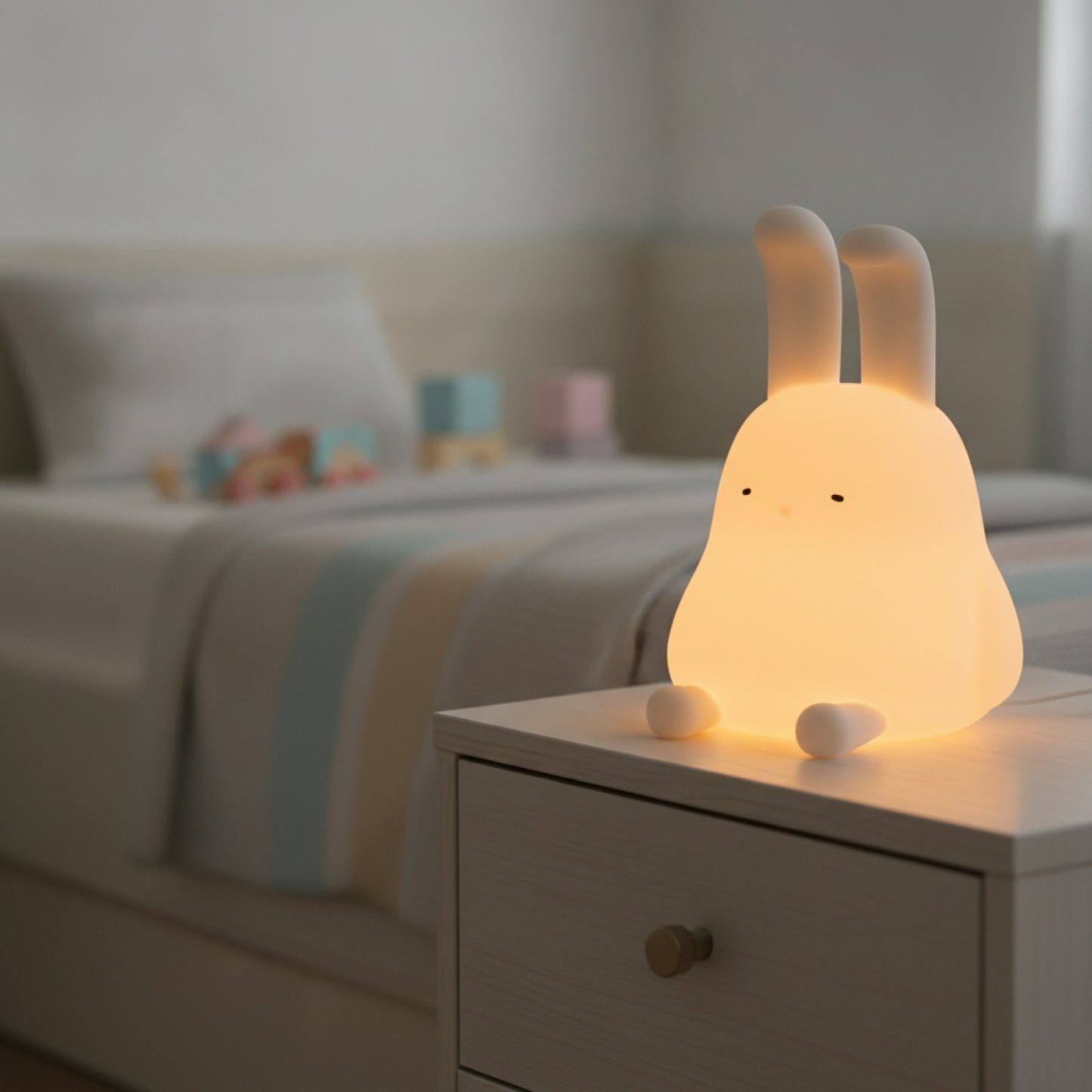 Veilleuse Lapin Mignon en Silicone pour Chambre d'Enfant - Cadeau Anniversaire Garçon & Fille