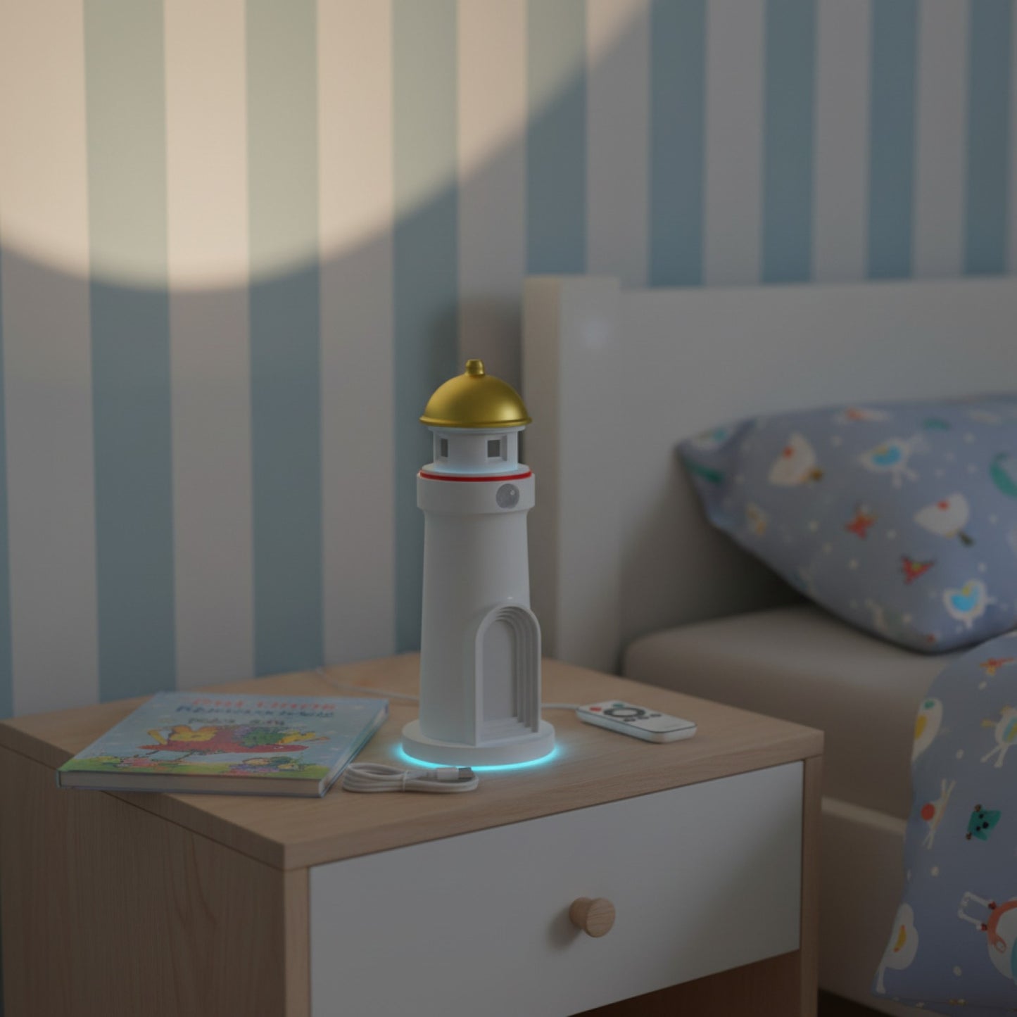 Veilleuse Projecteur Phare avec Musique Bluetooth et Capteur de Mouvement - Lumière d'Ambiance Cadeau Idéal