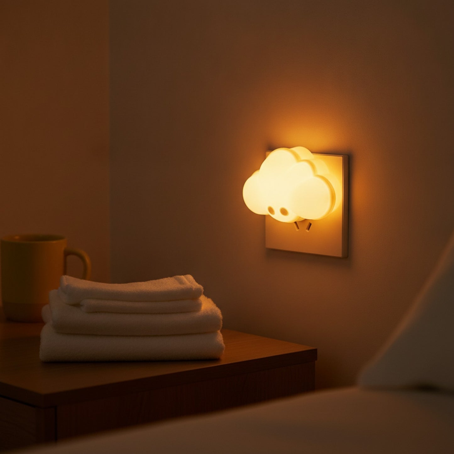 Veilleuse LED Nuage avec Détecteur de Mouvement - Lumière Chaude pour Chambre d'Enfant, Couloir, Escalier