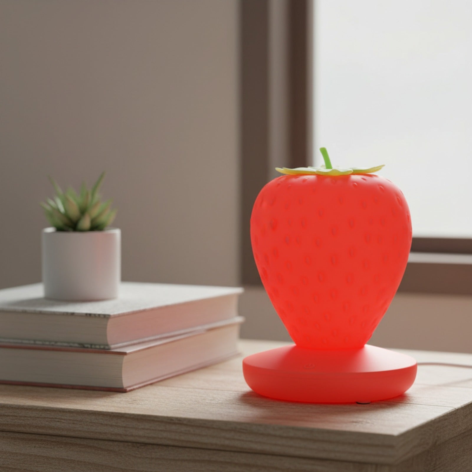 Veilleuse LED Fraise Silicone Tactile USB Rechargeable, Lumière d'Ambiance Idéale pour Chambre