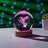 Veilleuse Boule de Cristal Licorne Gravée Laser 3D avec Support LED Coloré - Cadeau Décoration Originale