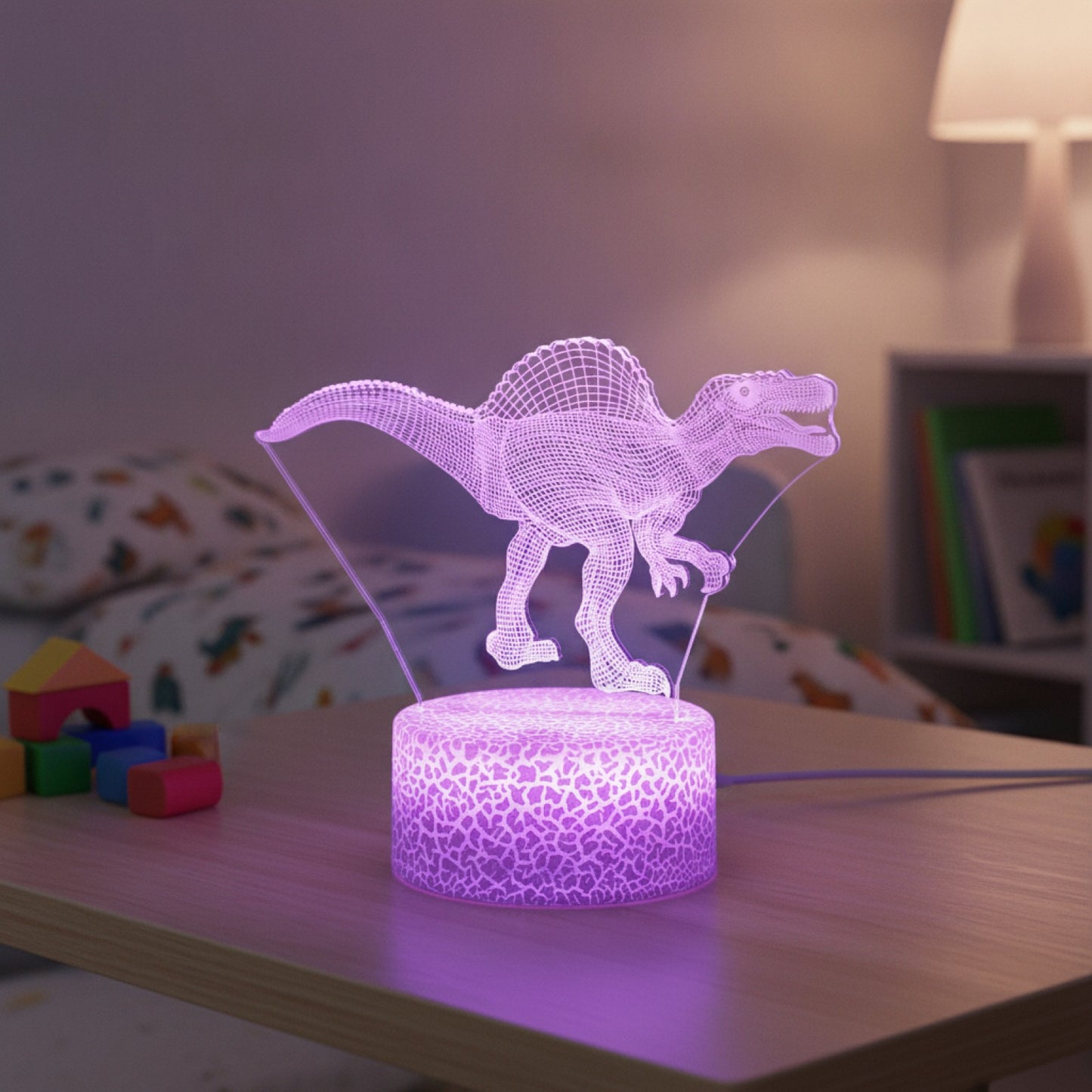 Veilleuse LED 3D Dinosaure Spinosaurus pour Chambre d'Enfant - Cadeau Anniversaire