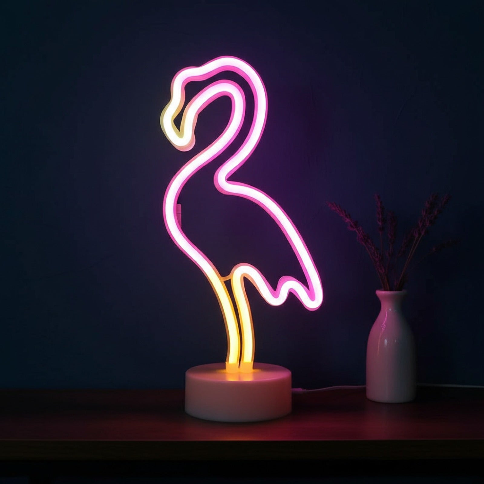 Veilleuse LED Flamingo - Décoration Lumineuse USB/Batterie pour Fête, Cadeau Saint-Valentin