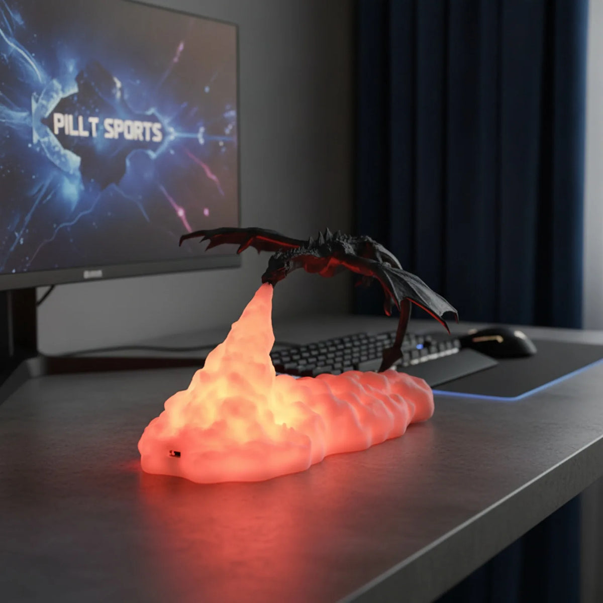 Lampe Dragon de Feu 3D : Déco Fantasy & Cadeau Original