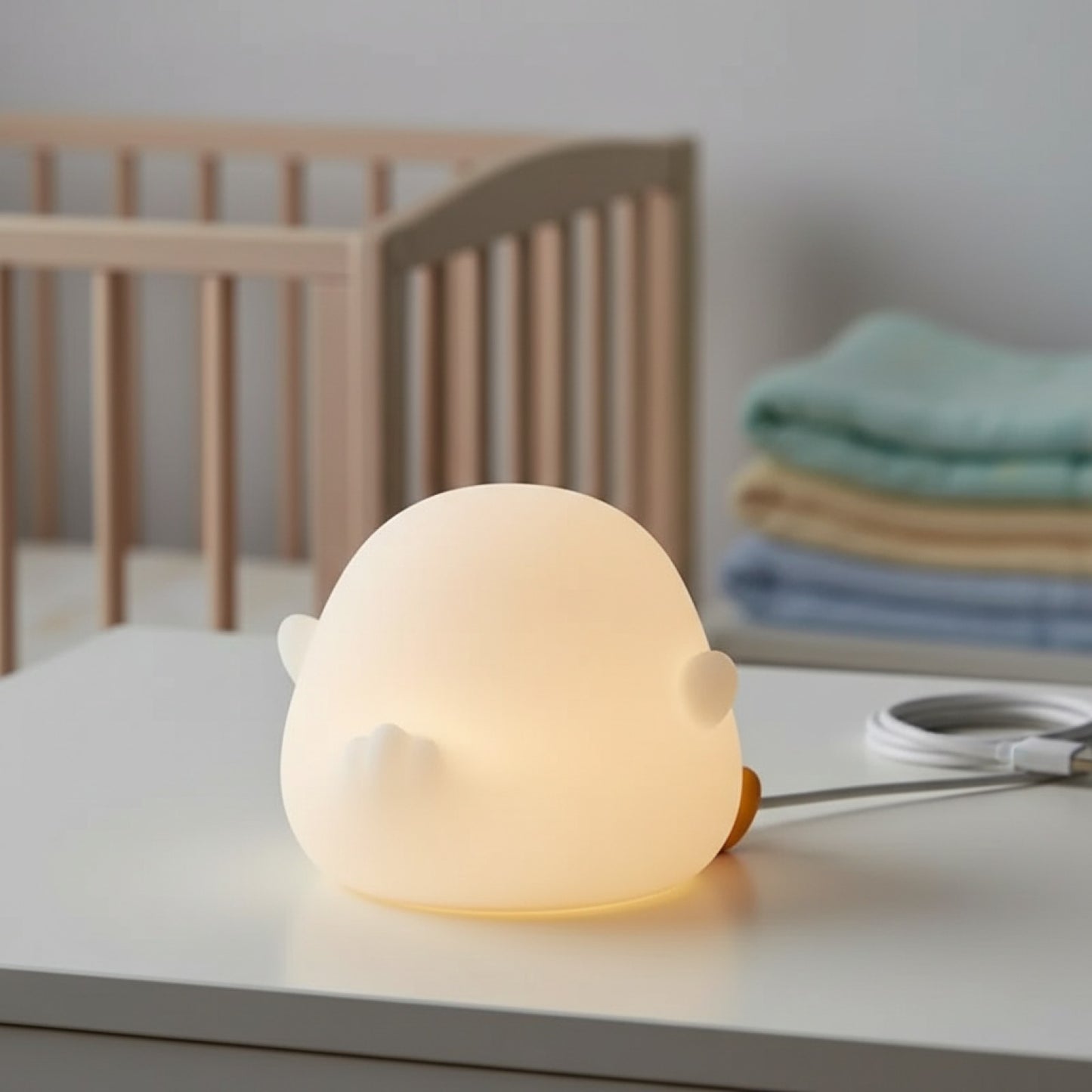 Veilleuse LED Silicone Canard Mignon pour Enfants - Lampe de Nuit Tactile USB Rechargeable
