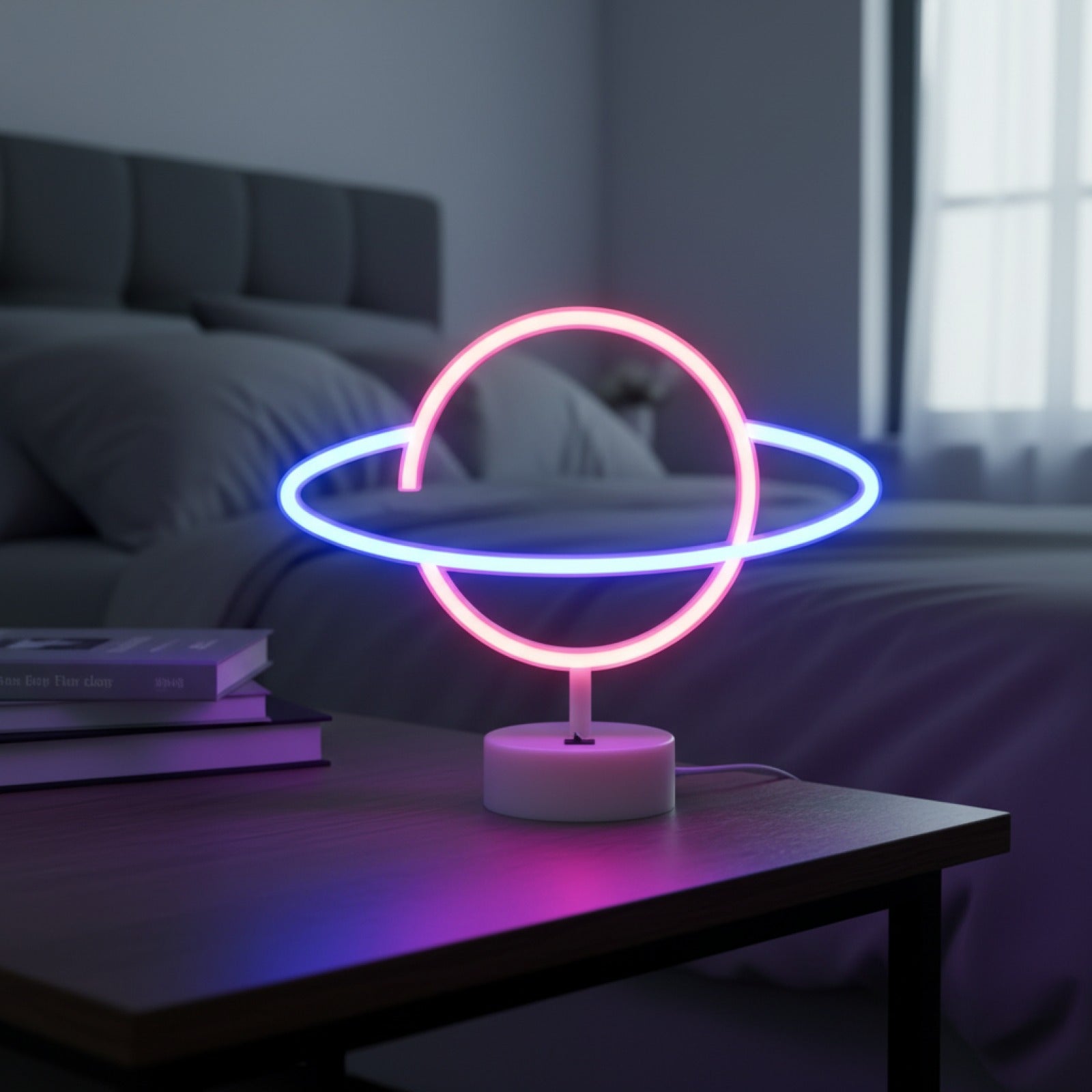 Veilleuse Planète Décorative Rose/Bleu - Lumière d'Ambiance USB/Piles