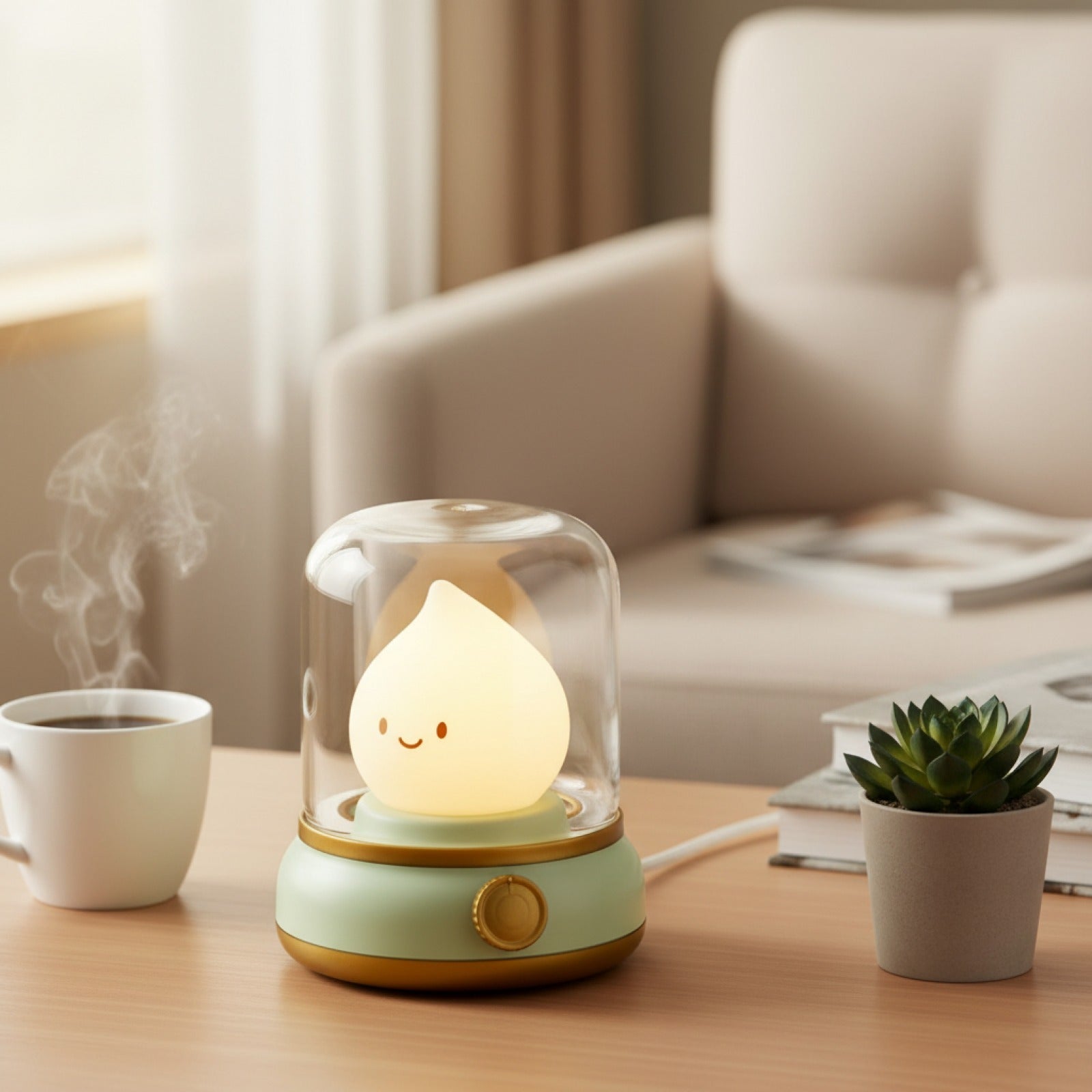 Veilleuse LED Bureau Rechargeable USB Portable Design Cartoon - Décoration Café, Hôtel, Chambre