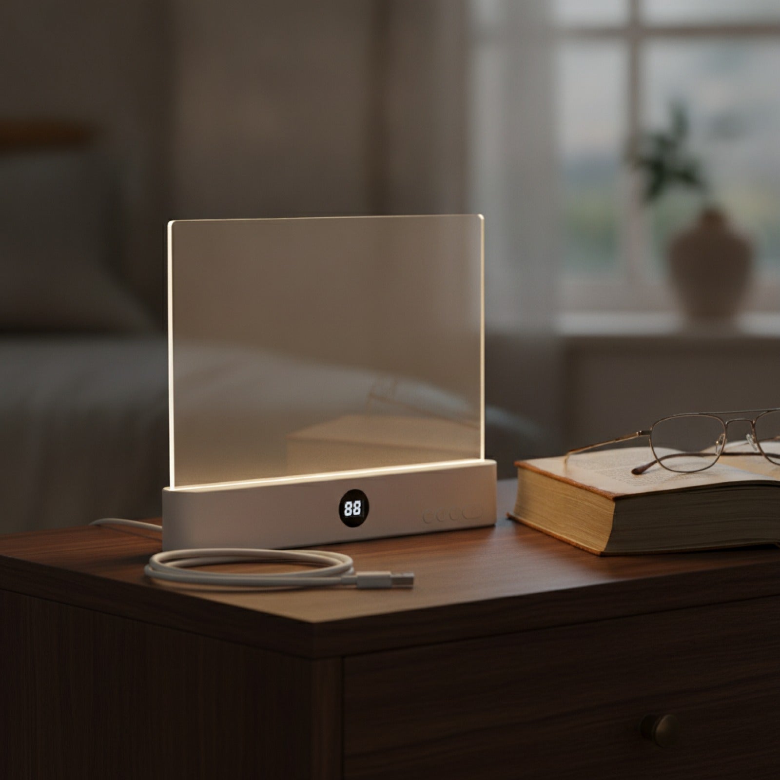 Veilleuse LED Plate avec Protection Oculaire, Rechargeable USB