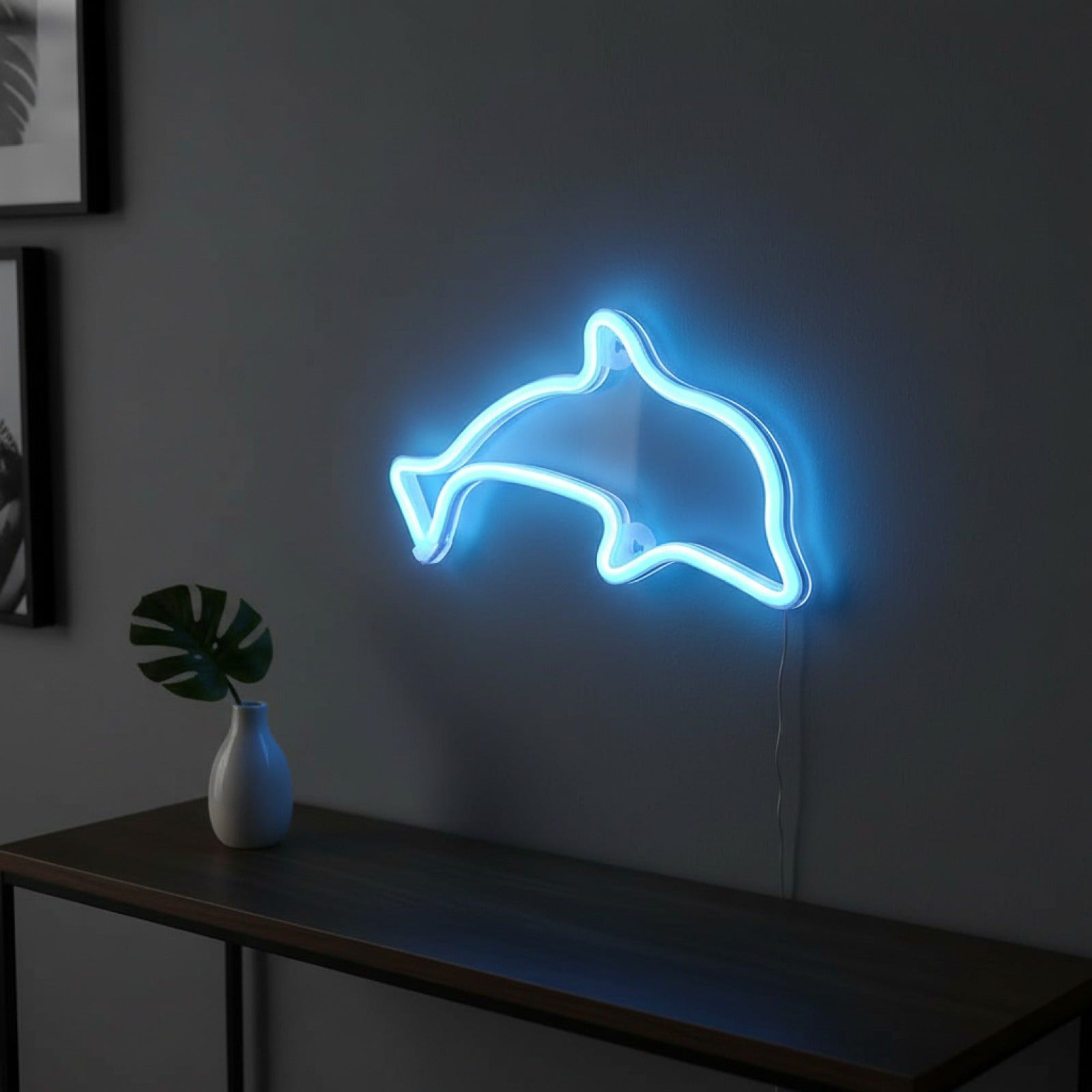 Veilleuse LED Néon Dauphin Bleu pour Mur