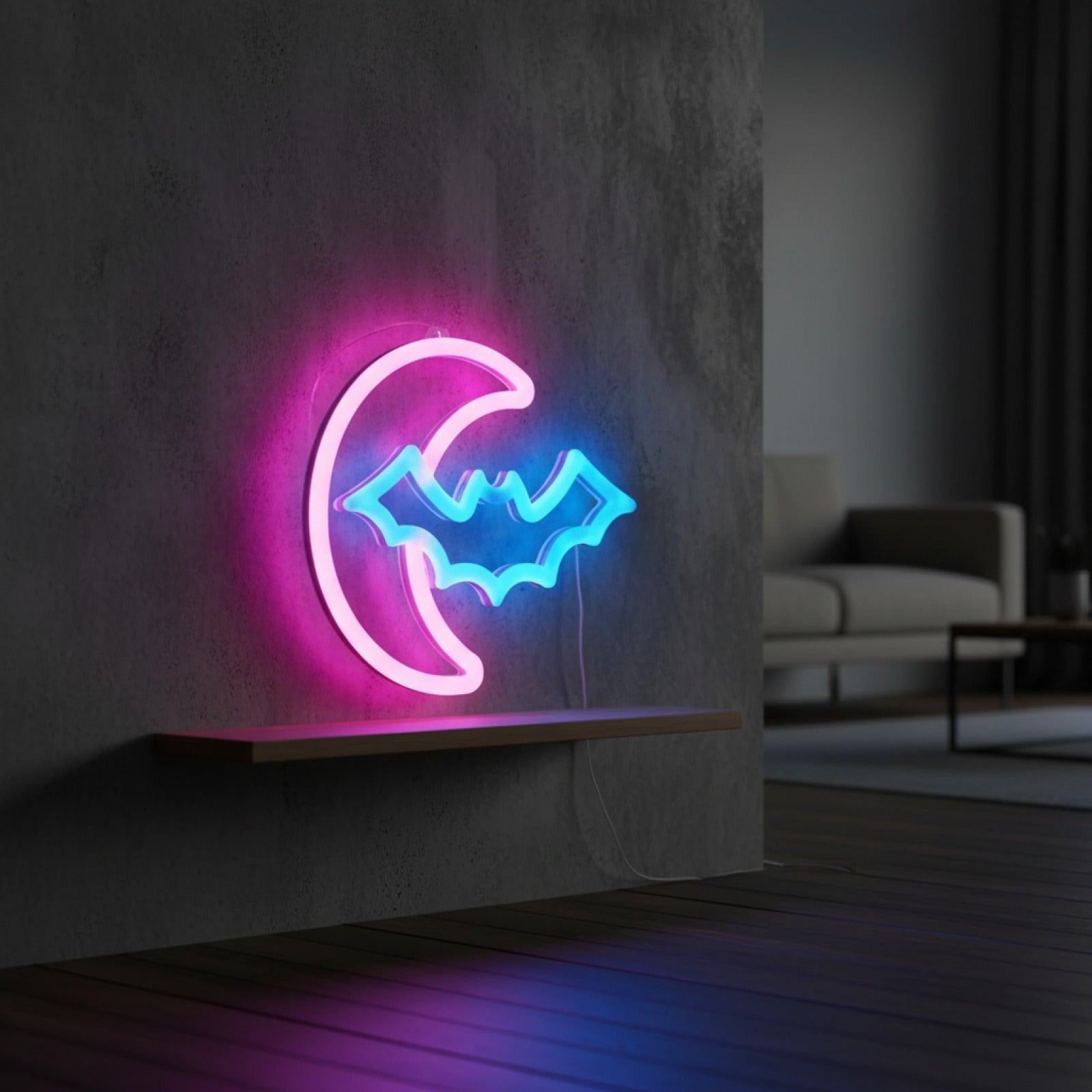 Veilleuse LED Néon Gamepad Fire Moon Star - Décoration Murale Lumineuse