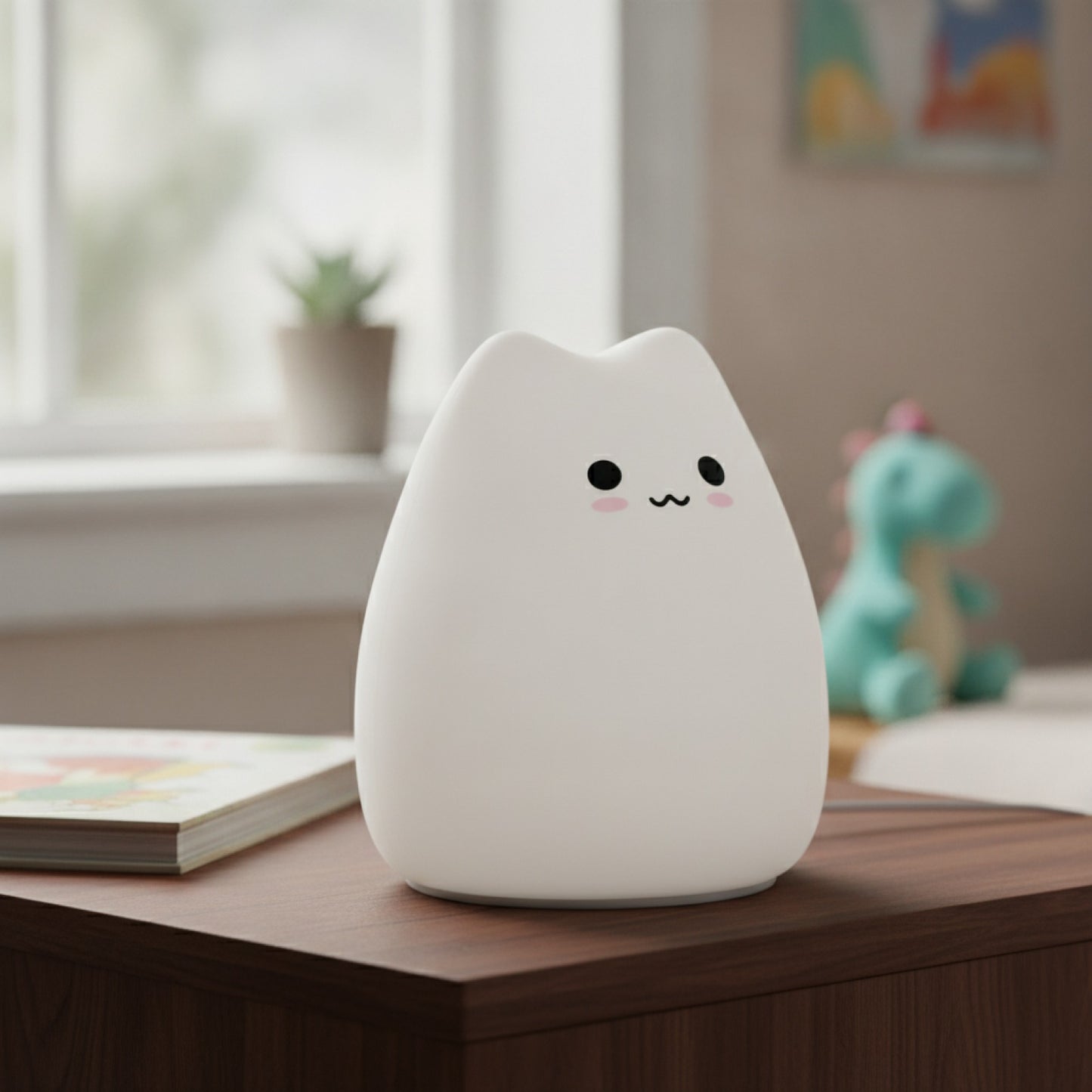 Veilleuse LED Chat Silicone Doux - Lampe d'Ambiance Bébé Enfant Cadeau Original
