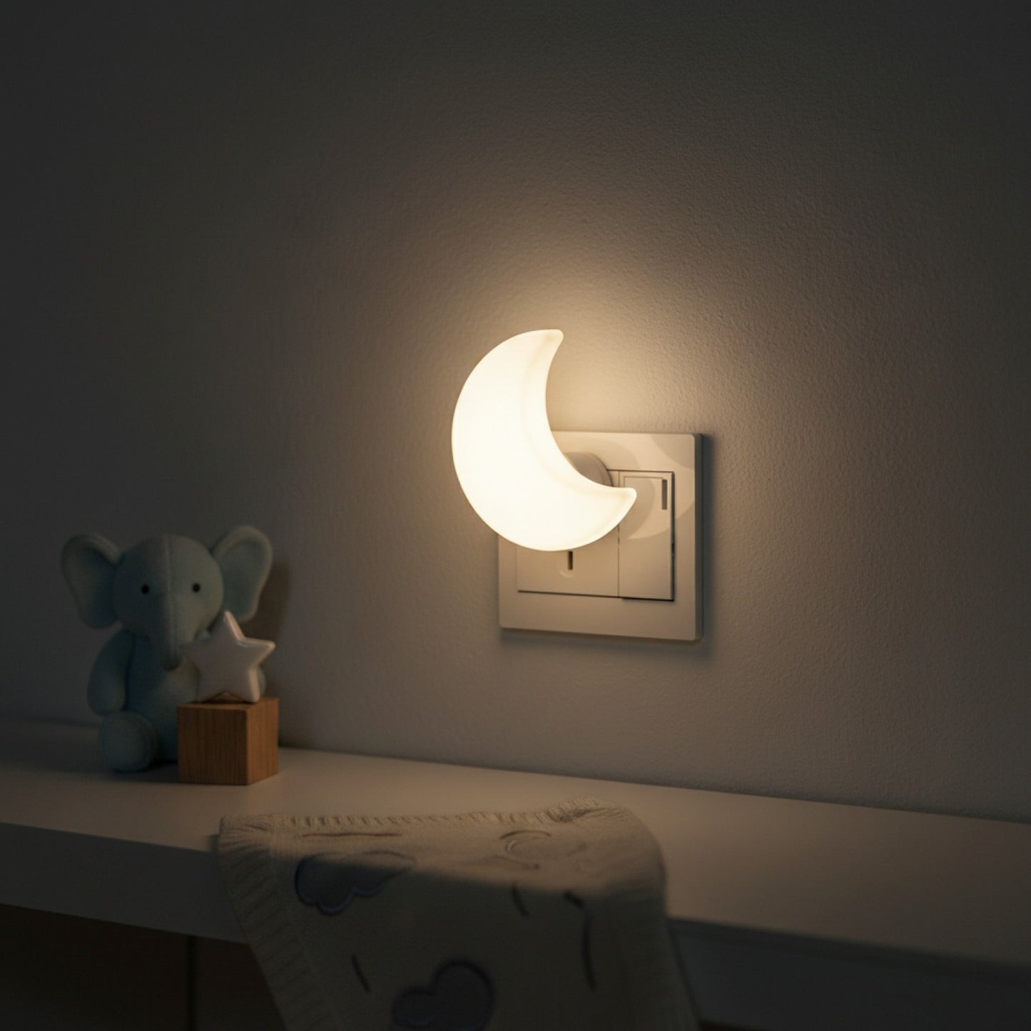 Veilleuse LED Lune Murale - Mini Lampe de Nuit pour Chambre d'Enfant, Salon (Prise EU/US)