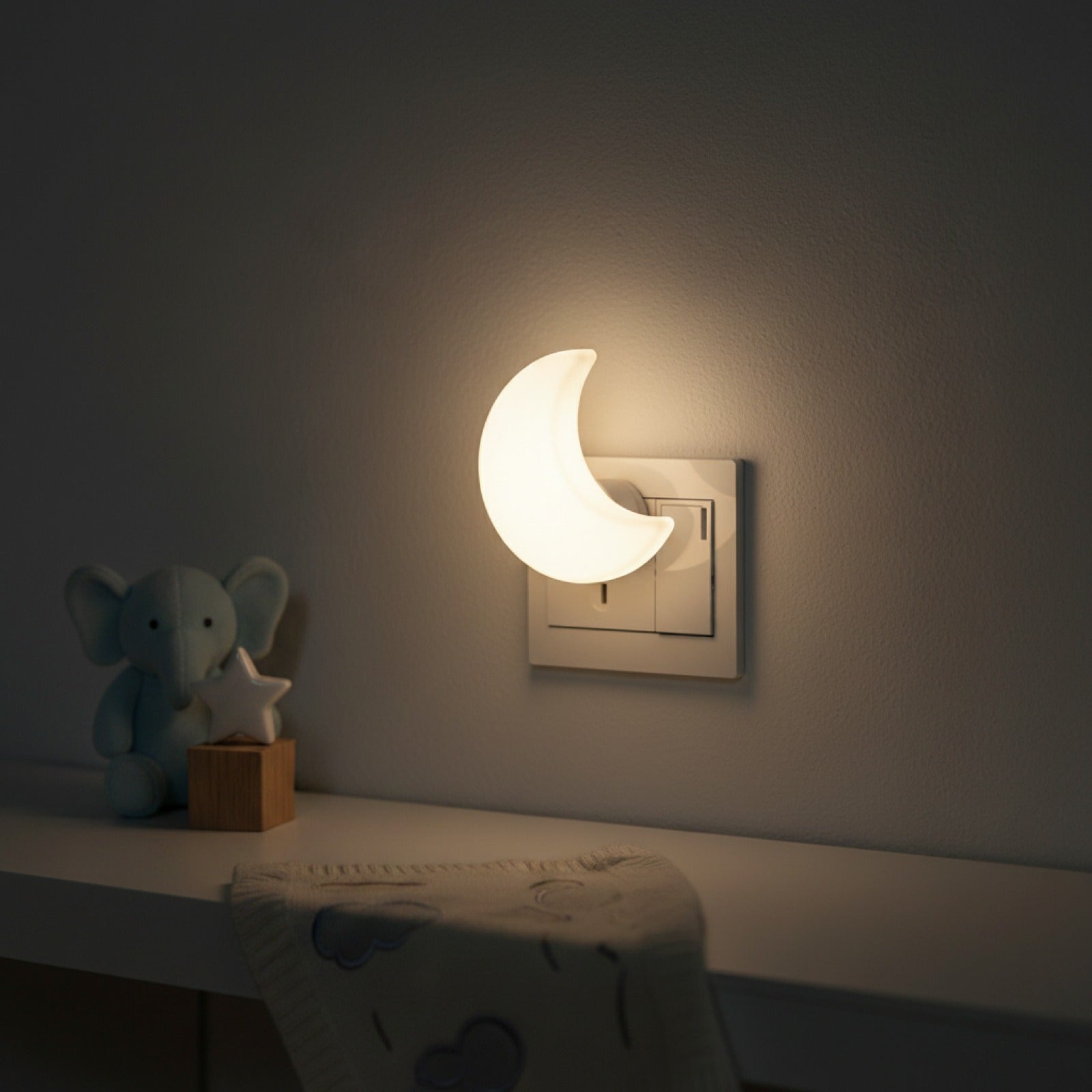 Veilleuse LED Lune Murale - Mini Lampe de Nuit pour Chambre d'Enfant, Salon (Prise EU/US)