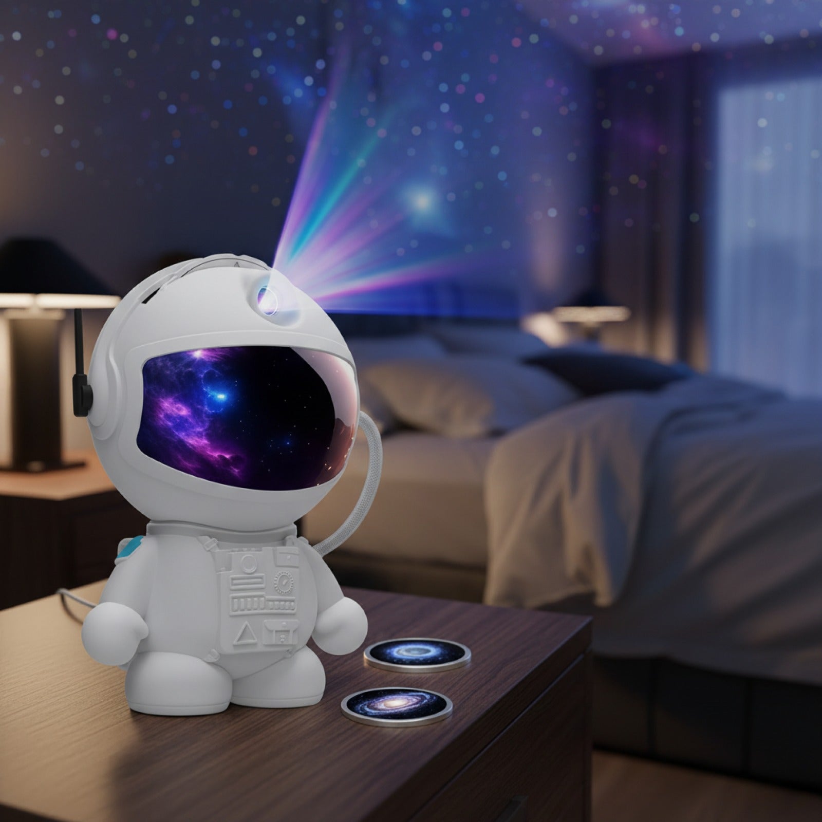Veilleuse Astronaute Projecteur Ciel Étoilé - 12 Disques d'Images pour Chambre d'Enfant et Décoration Galaxie