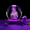 Veilleuse Cristal Gravée Laser Vierge Marie - Cadeau Religieux & Décoration Noël