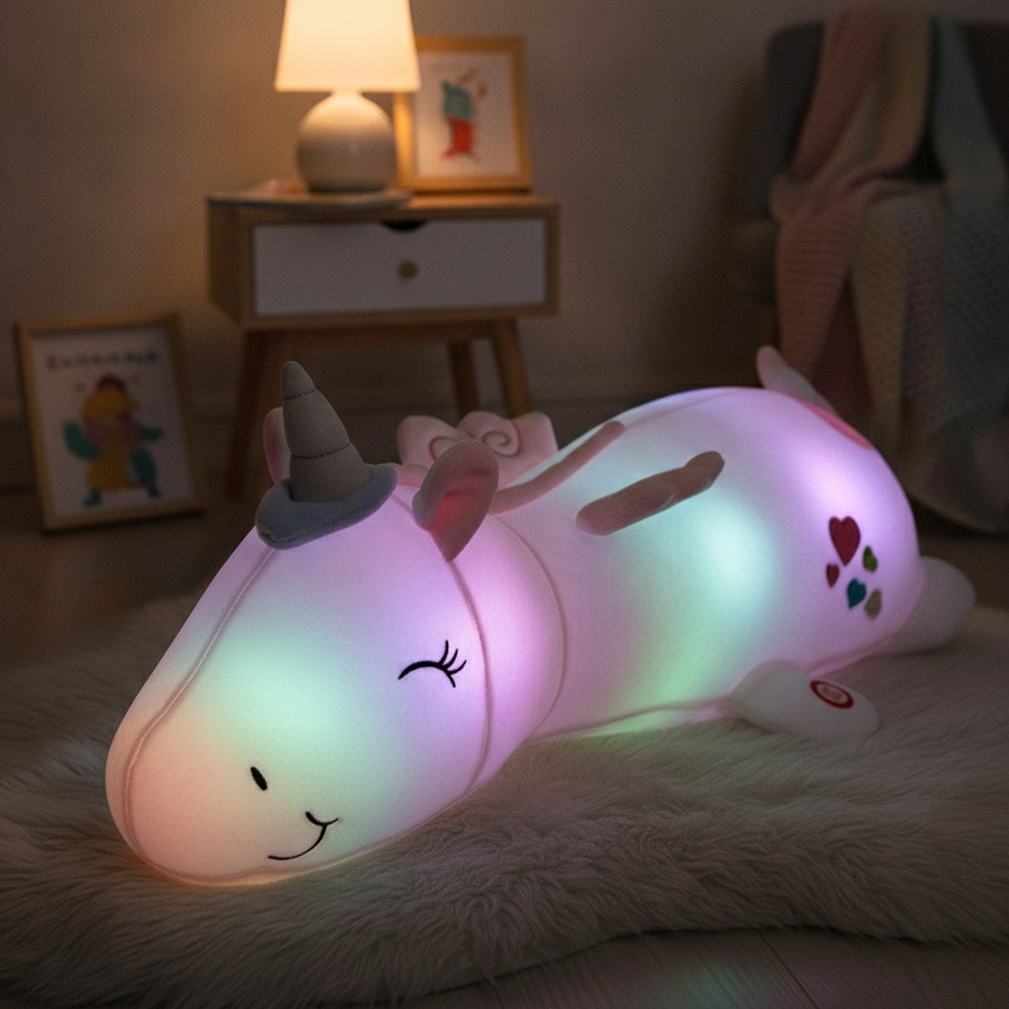 Veilleuse Peluche Licorne Lumineuse LED 120cm - Cadeau Enfant Doux et Magique