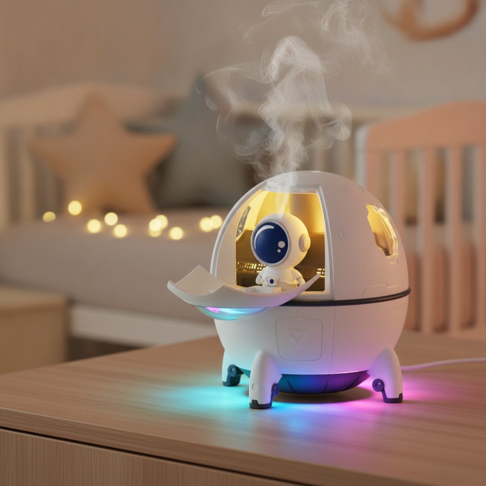 Veilleuse Astronaute Humidificateur d'Air Rechargeable USB - Lampe d'Ambiance 7 Couleurs