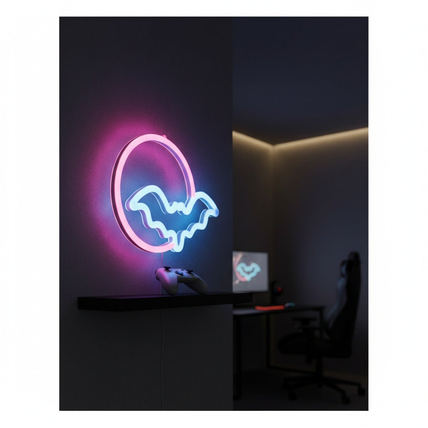 Veilleuse LED Néon Gamepad Fire Moon Star - Décoration Murale Lumineuse