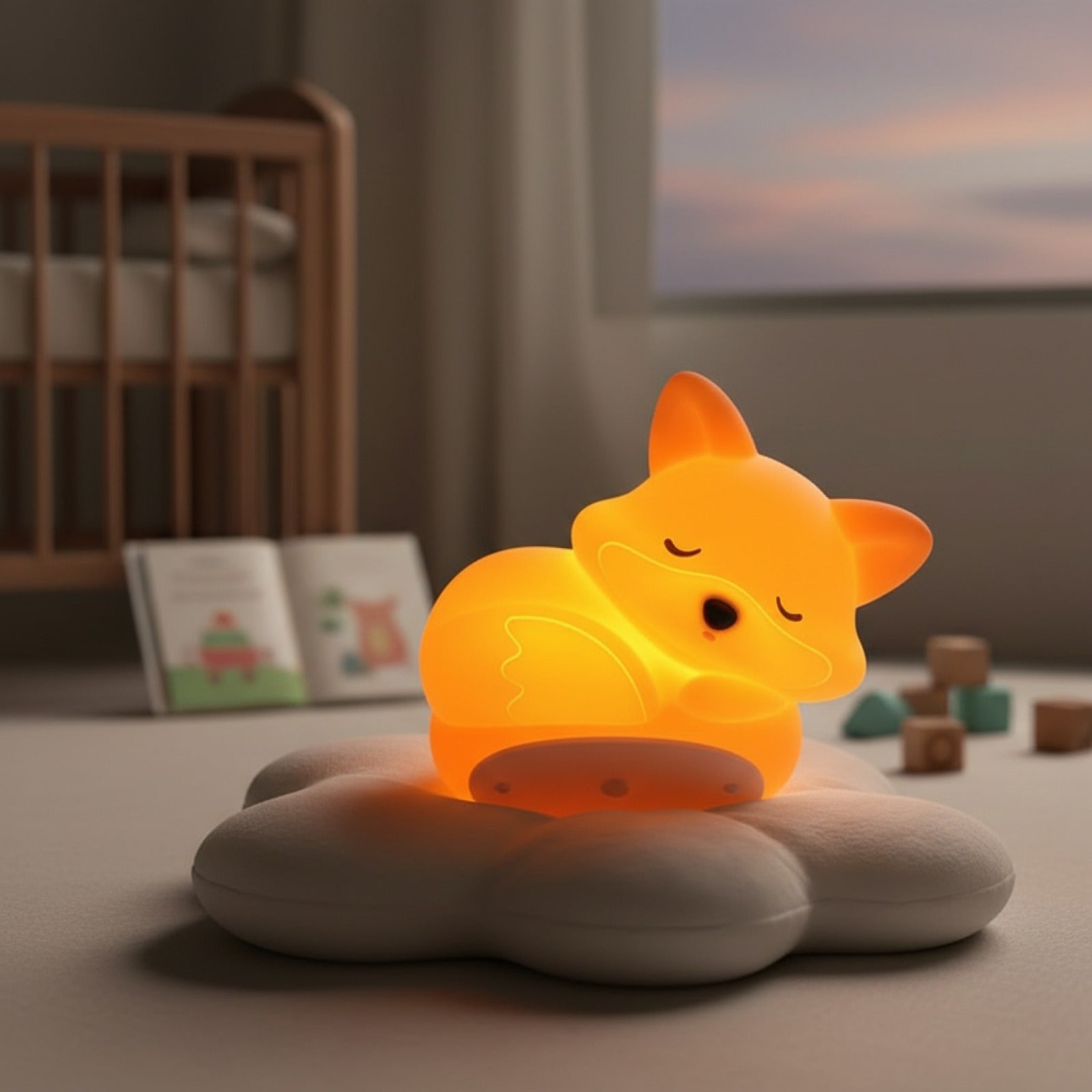Veilleuse Renard "Le Petit Renard Dormeur" - Douce Lumière Réglable pour Bébé