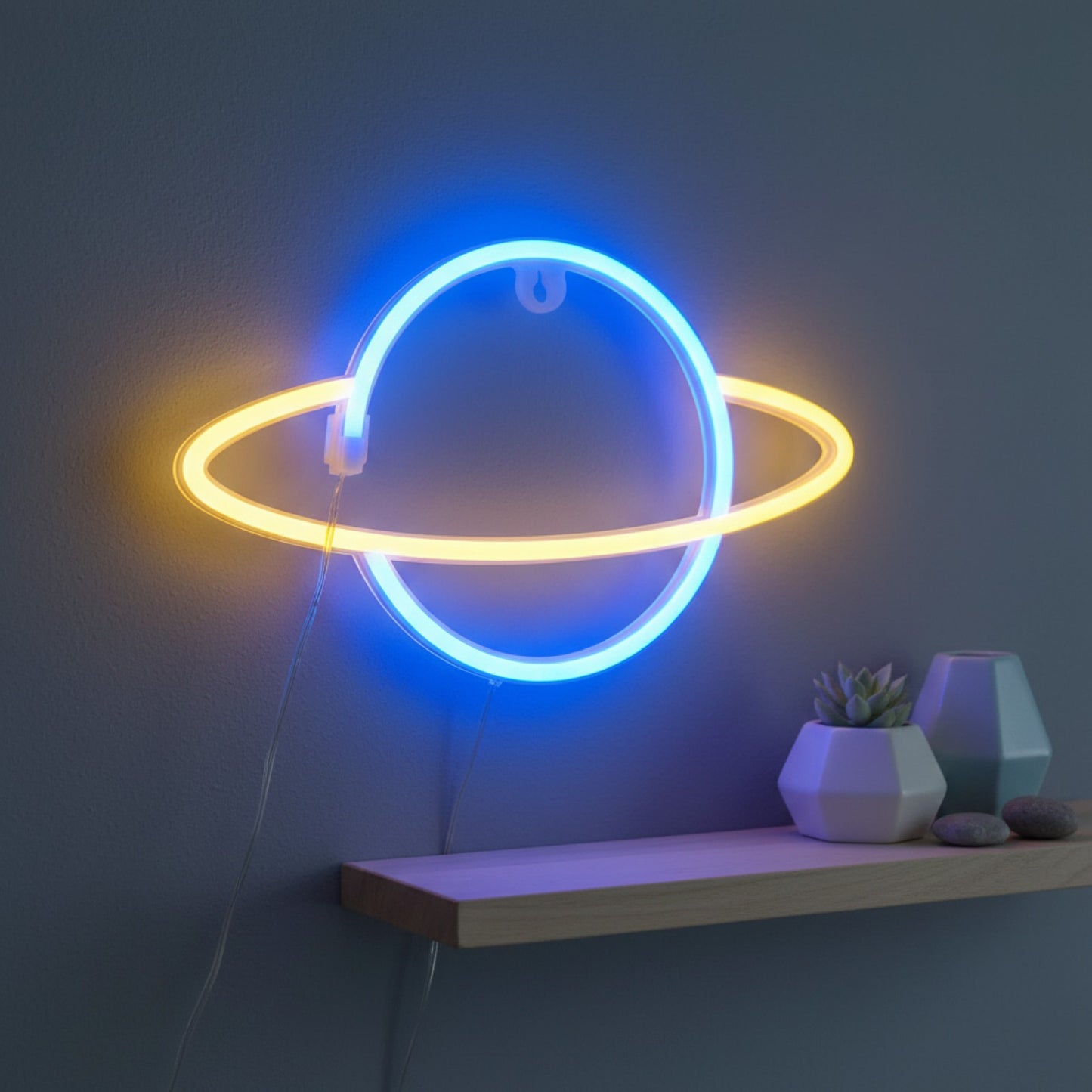 Veilleuse LED Murale Décorative Planète Rose/Bleu - Cadeau Idéal pour Chambre d'Enfant et Salle de Jeu