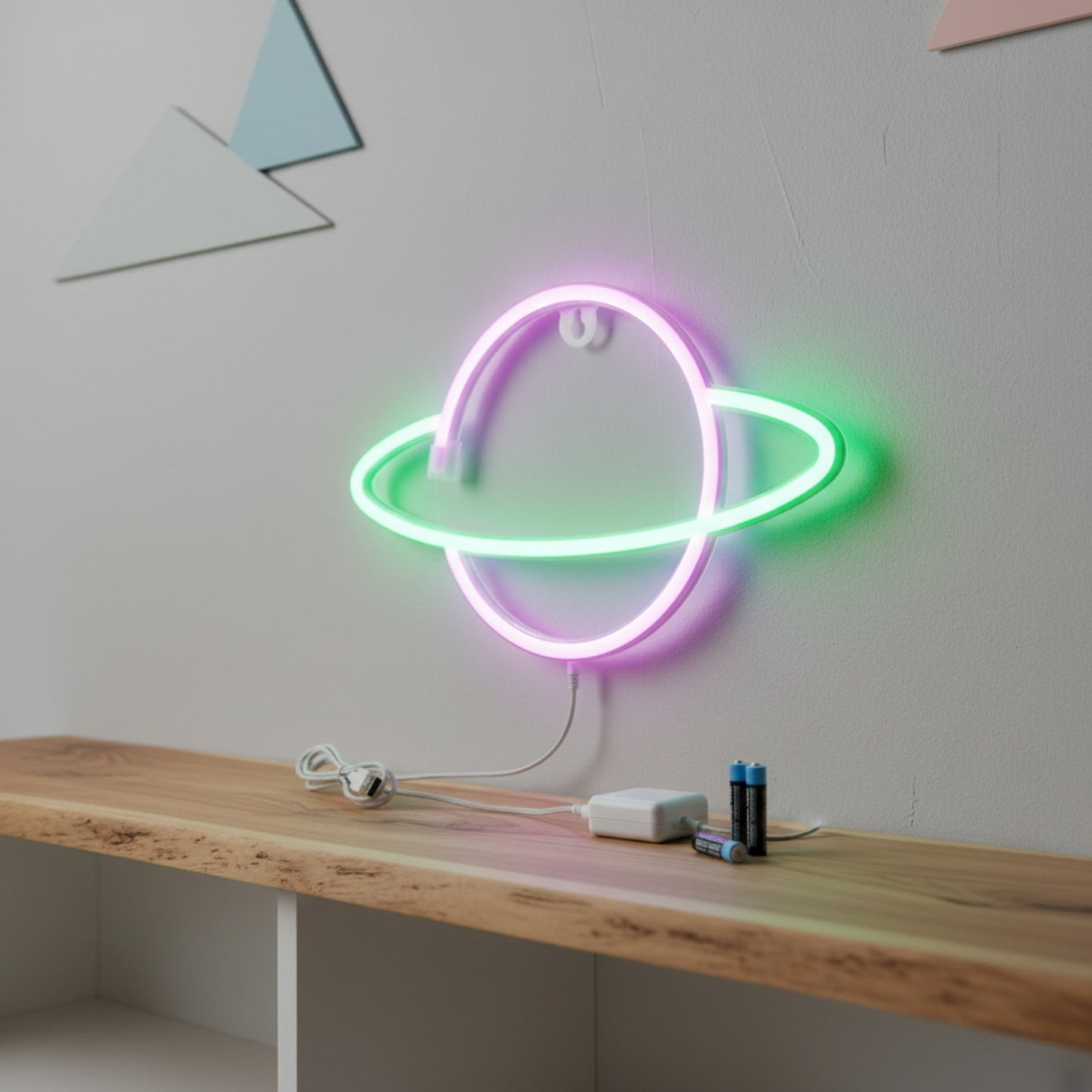 Veilleuse Décorative Cosy Planète pour Chambre - Rose/Bleu - Thème Fête, Cadeau Garçon - Alimentation USB/Piles