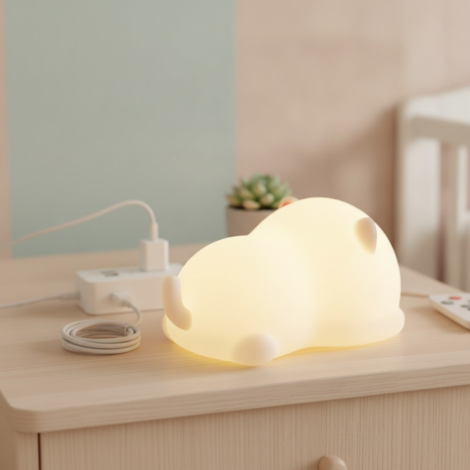 Veilleuse LED Chat Silicone Rechargeable USB avec Télécommande - Cadeau Enfant
