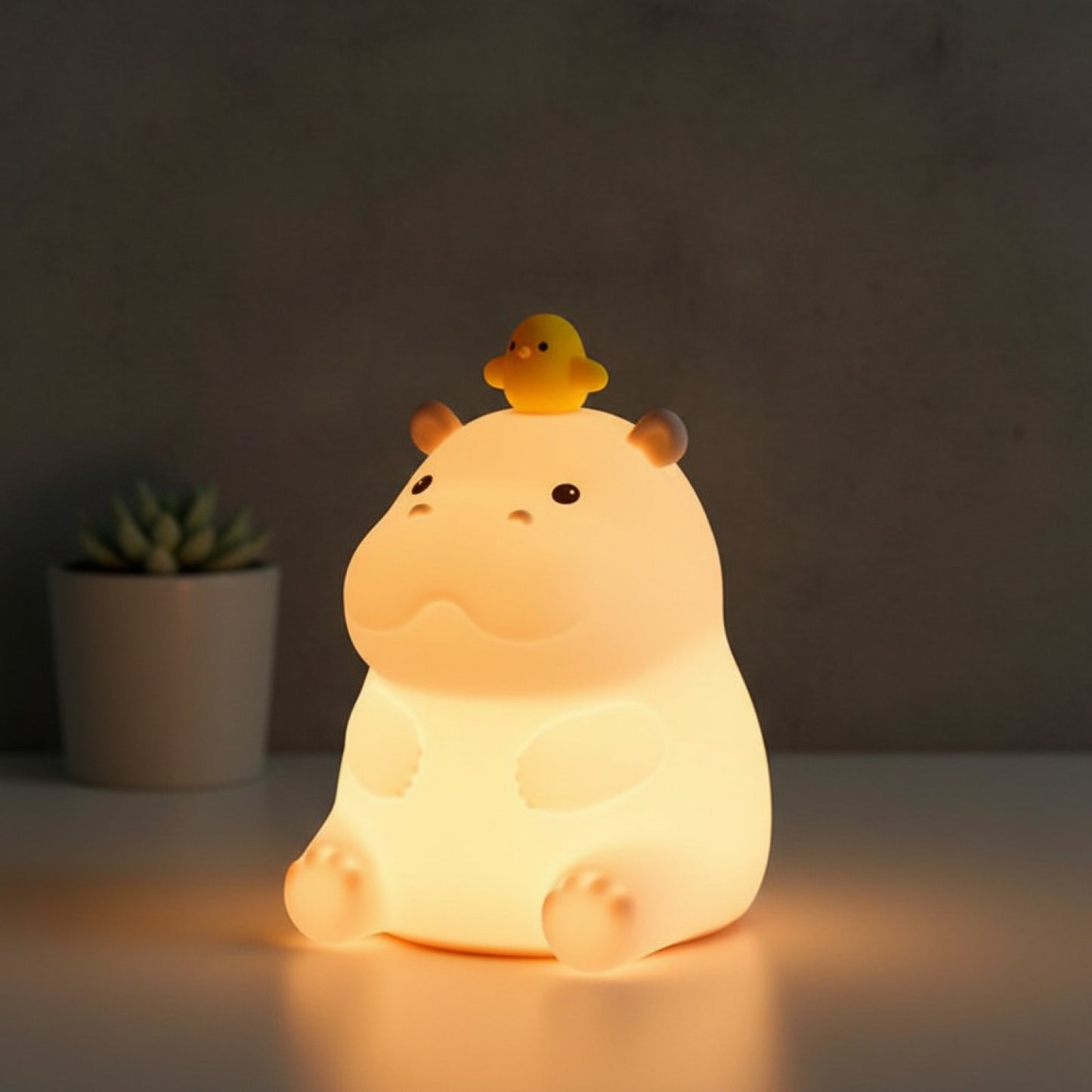 Veilleuse Hippo en Silicone Rechargeable USB - Cadeau Original & Lampe d'Appoint