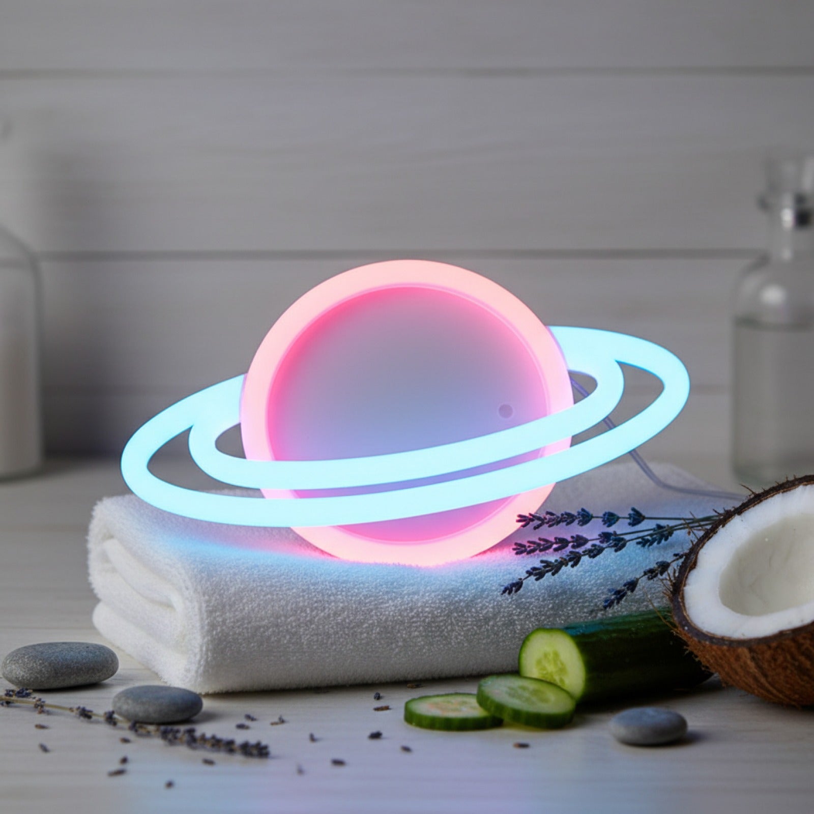 Veilleuse LED Néon Gamepad Fire Moon Star - Décoration Murale Lumineuse