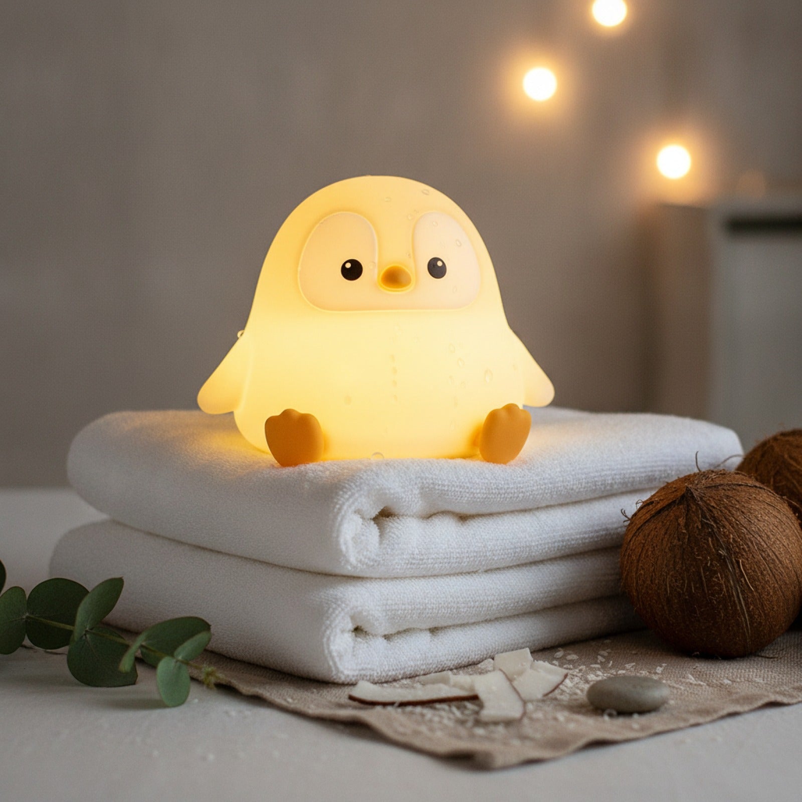 Veilleuse LED Pingouin Mignonne Rechargeable - Lampe de Chevet Dimmable pour Chambre d'Enfant et Dortoir
