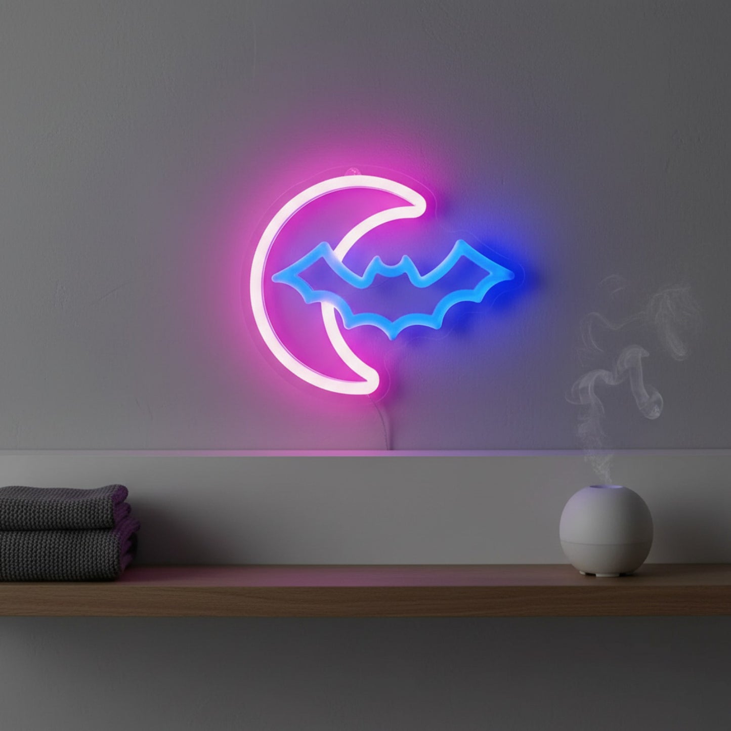 Veilleuse LED Néon Gamepad Fire Moon Star - Décoration Murale Lumineuse
