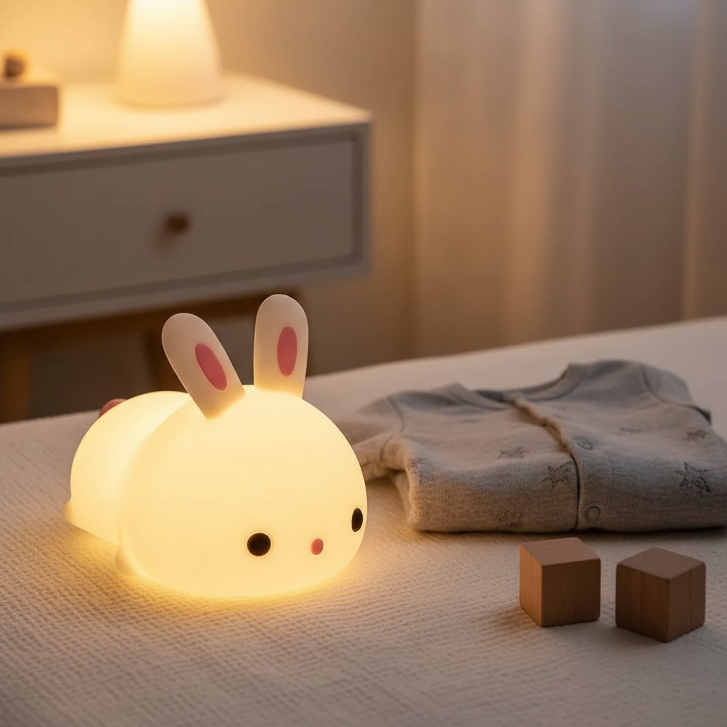 Veilleuse Lapin Câlin Tactile et Rechargeable pour Enfant