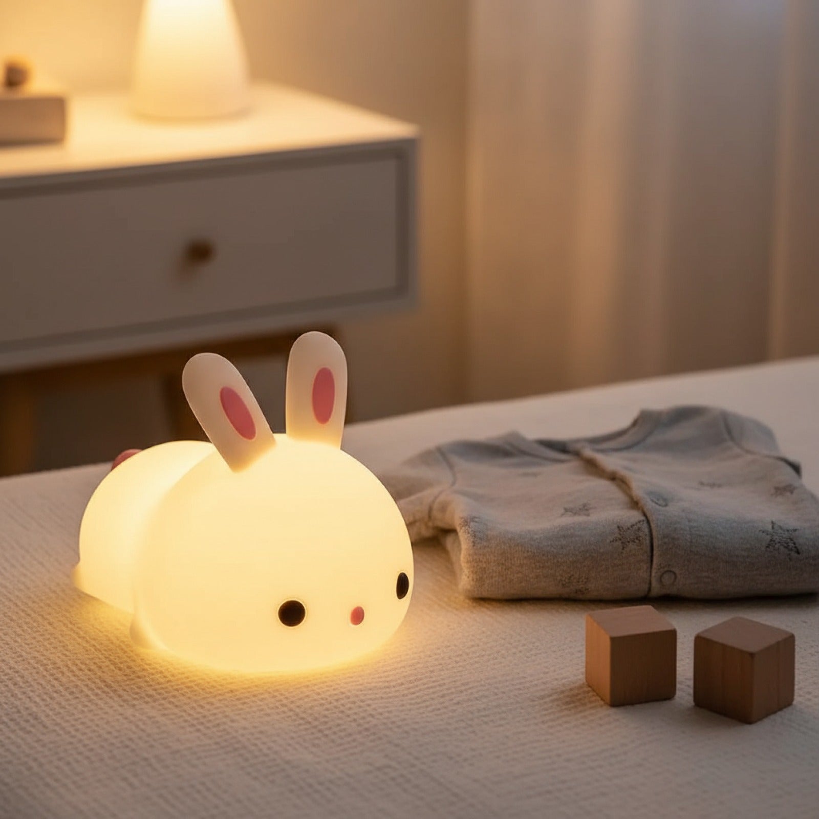 Veilleuse Lapin Câlin Tactile et Rechargeable pour Enfant