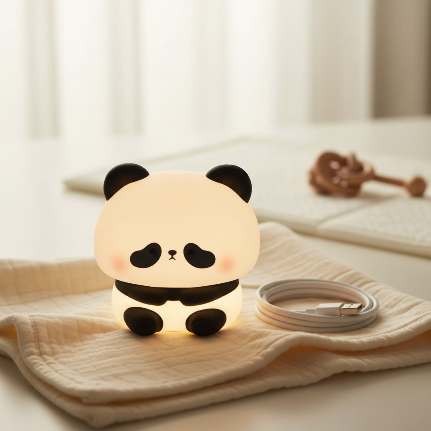 Veilleuse Panda LED Silicone Rechargeable USB - Lampe de Nuit Tactile Cadeau Enfant