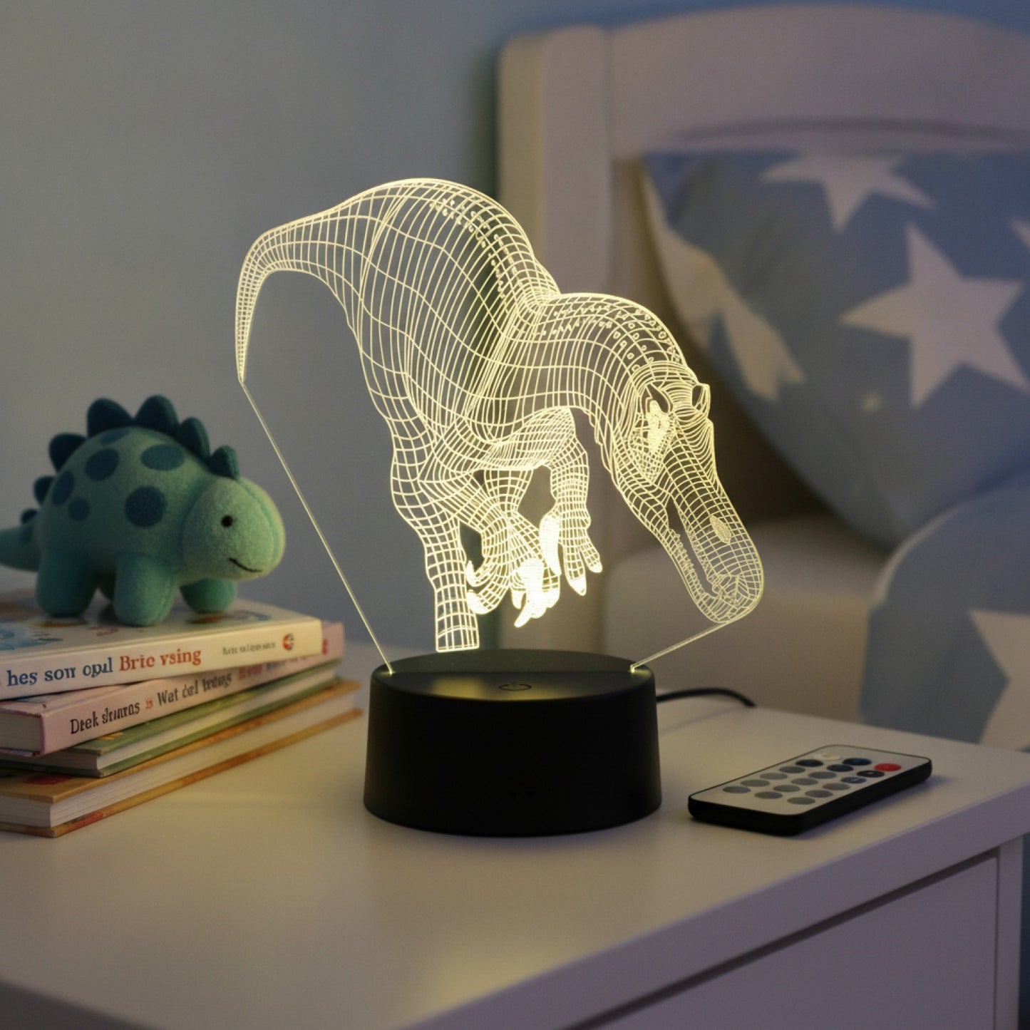 Veilleuse LED 3D Dinosaure Spinosaurus - Lampe de Chevet pour Enfant, Décoration Chambre, Cadeau Anniversaire