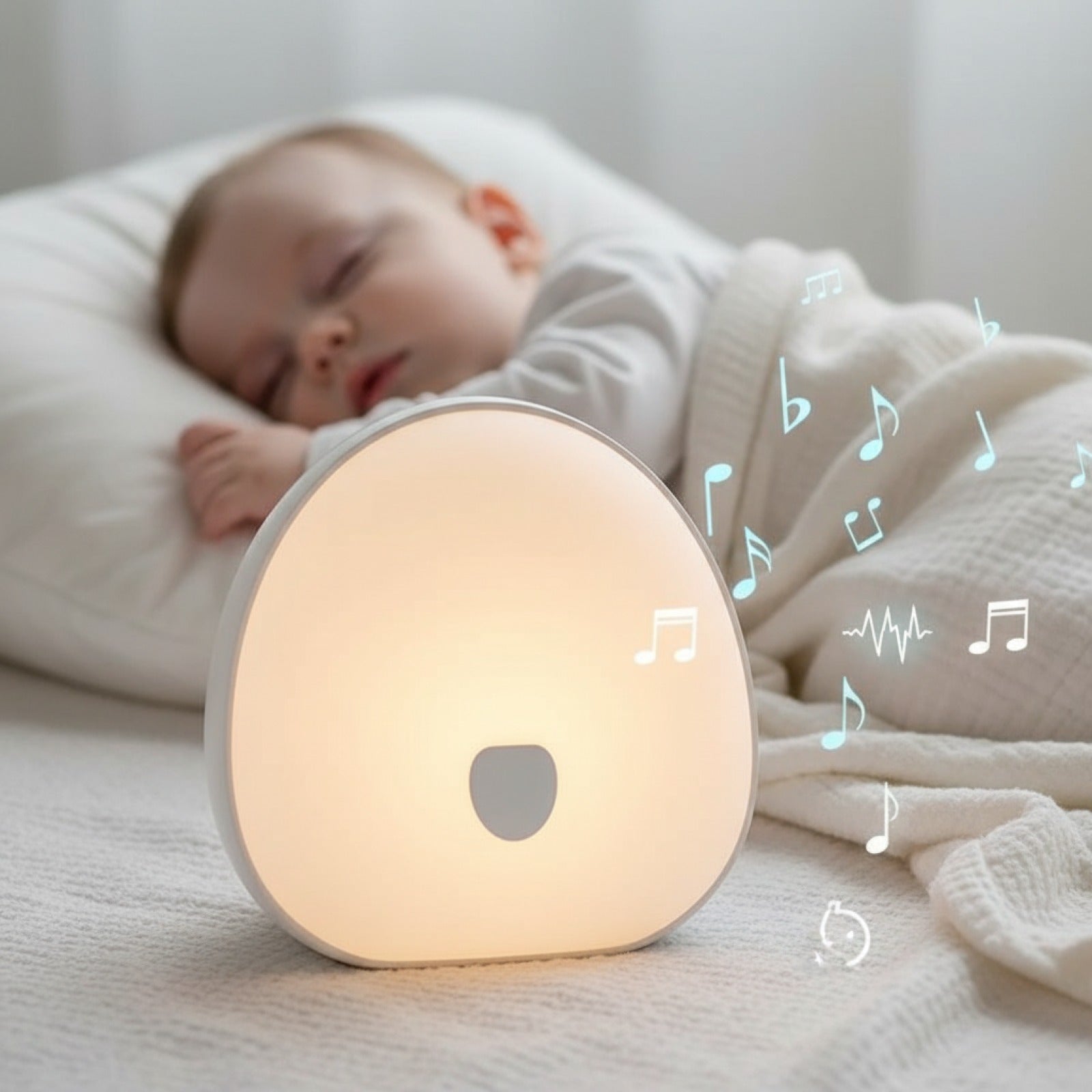 Veilleuse Bébé RGB avec Bruit Blanc et Lumière d'Ambiance Rechargeable