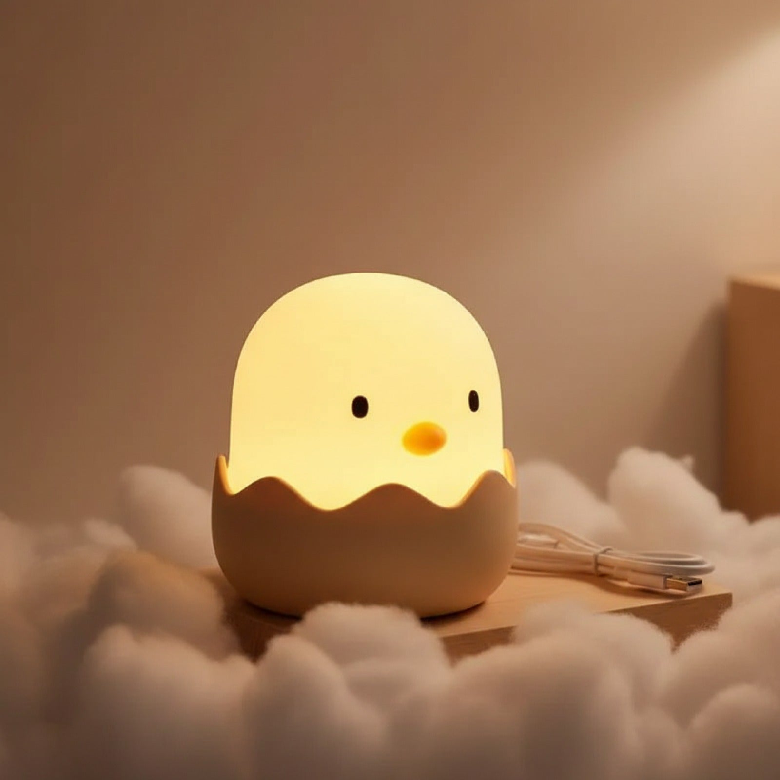 Veilleuse LED Poule en forme d'œuf - Lumière Chaude Réglable et Rechargeable