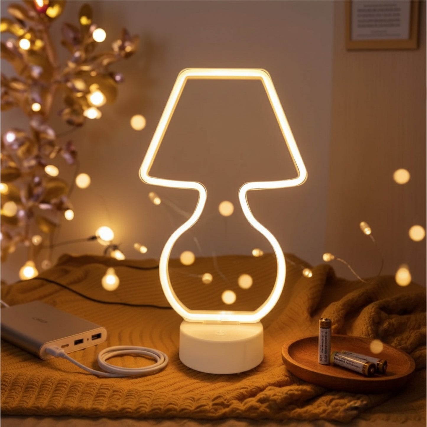 Veilleuse Néon LED USB/Piles - Décoration Festive et Cadeau Idéal
