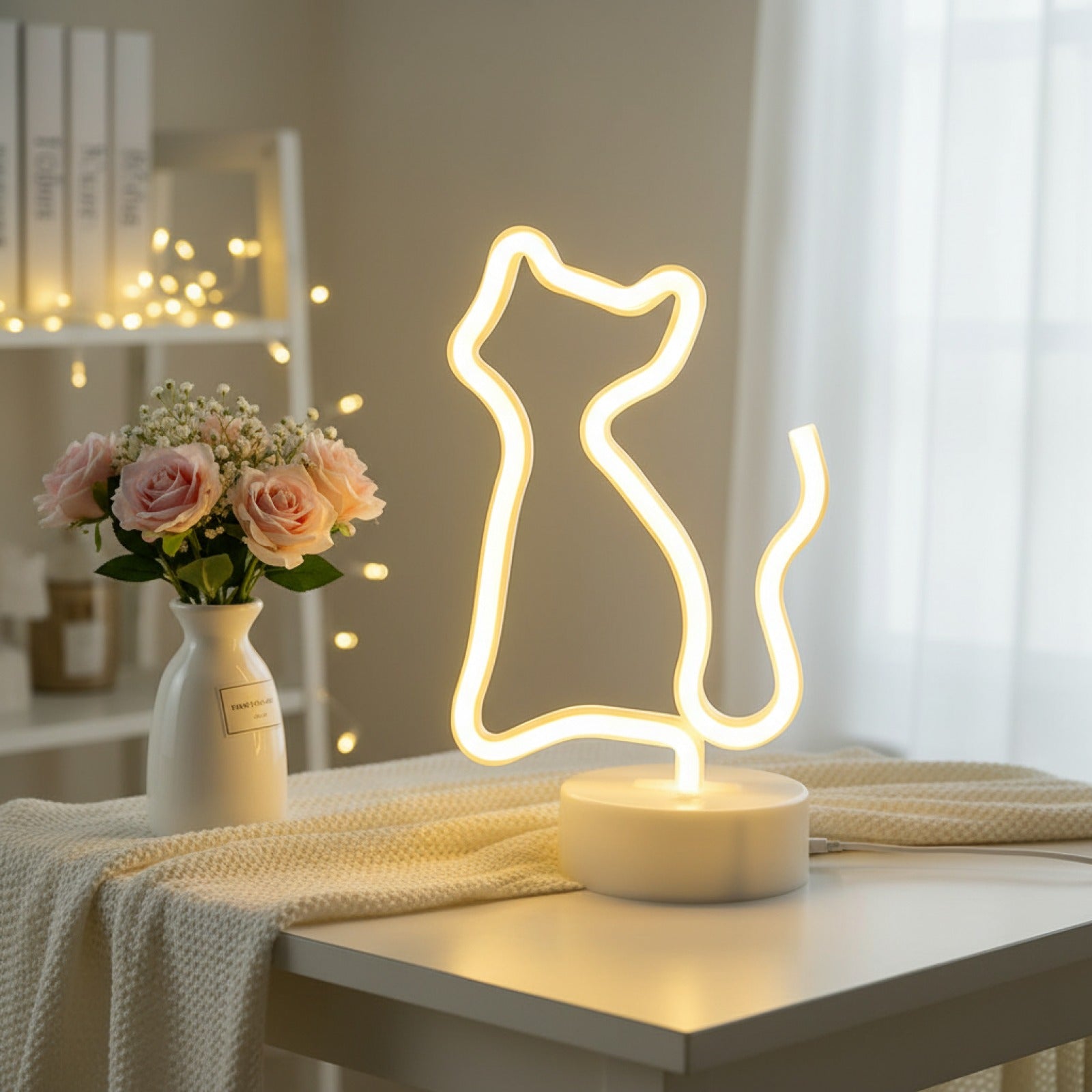 Veilleuse Néon LED USB/Batterie pour Décoration de Chambre, Fête, Mariage - Idée Cadeau Saint-Valentin & Fête des Mères