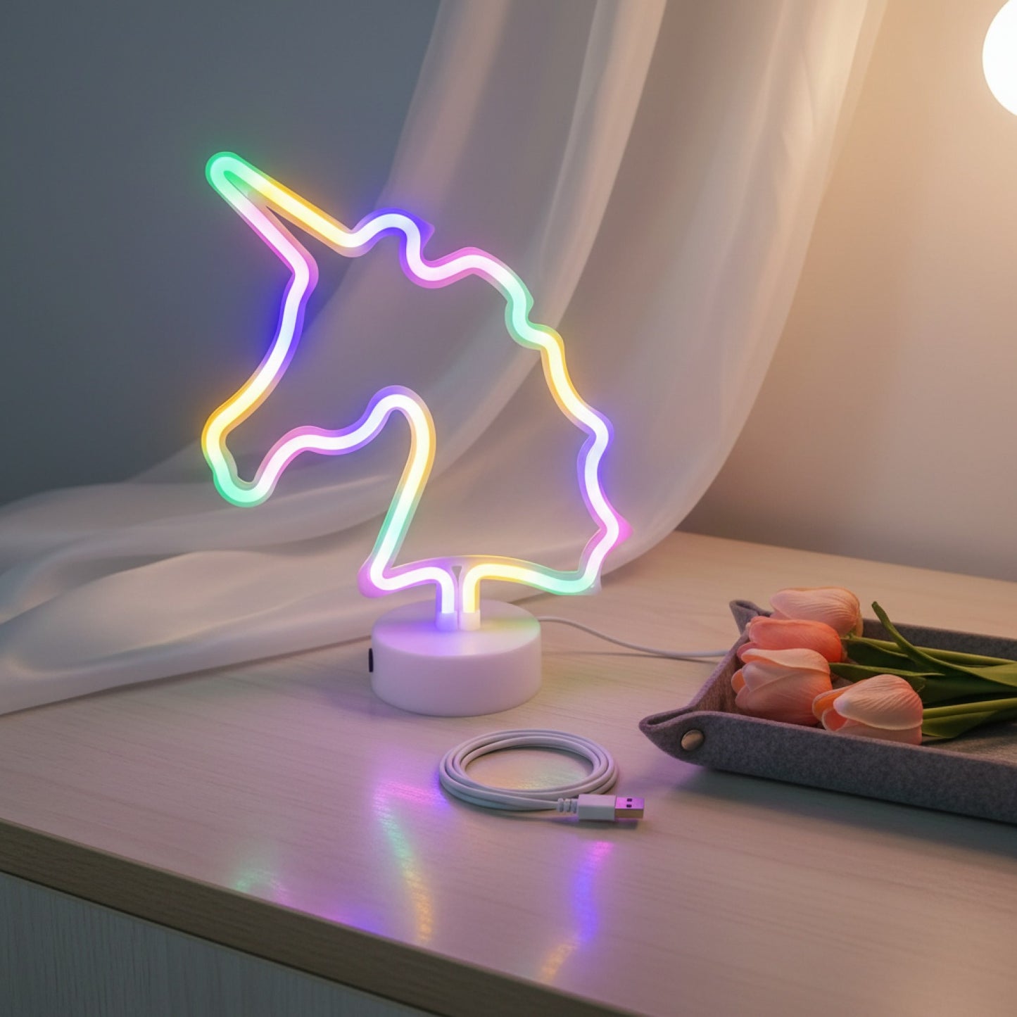 Veilleuse Néon USB/Batterie pour Chambre, Fête, Mariage - Cadeau Idéal Saint-Valentin & Fête des Mères
